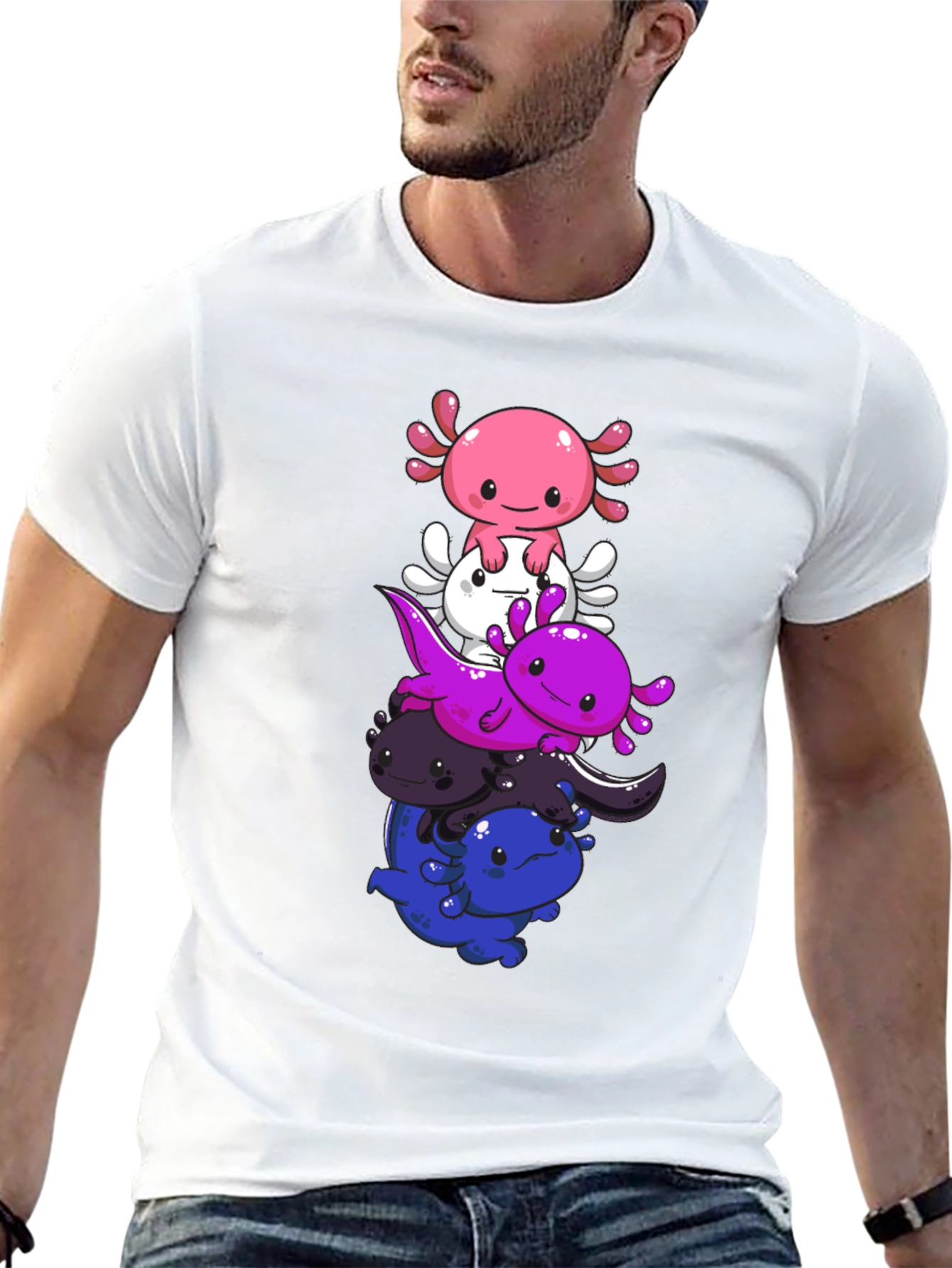 Stacked Axolotl Graphic Tee - Black