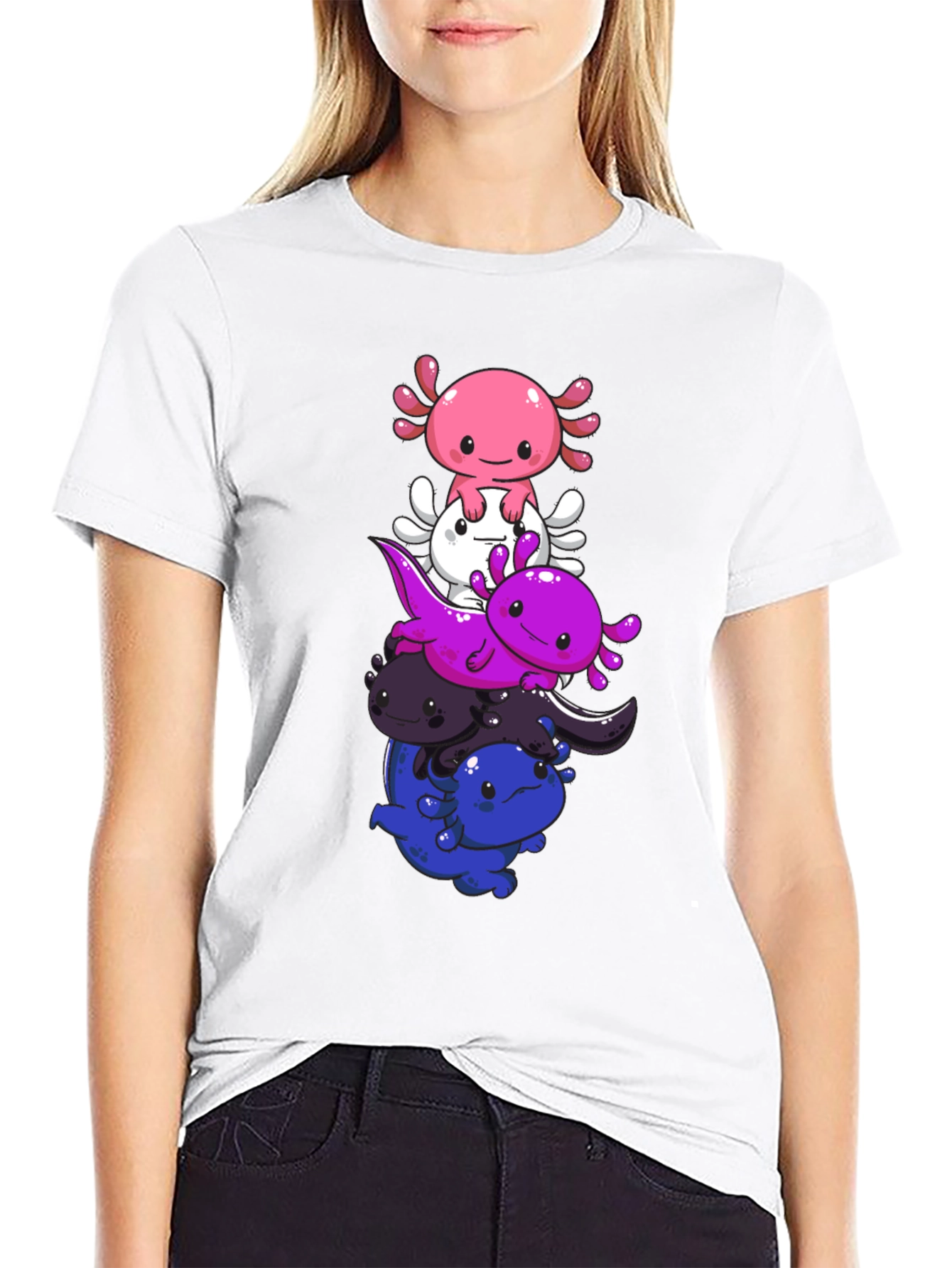 Stacked Axolotl Graphic Tee - Black