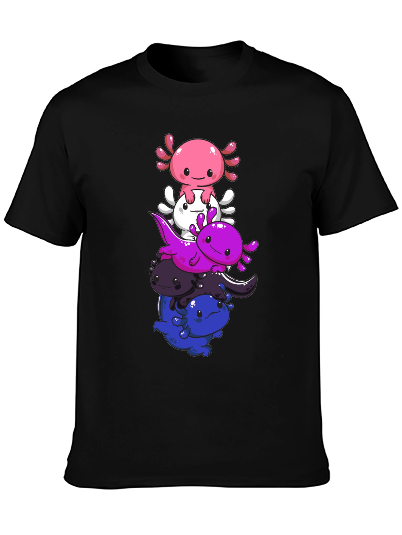 Stacked Axolotl Graphic Tee - Black