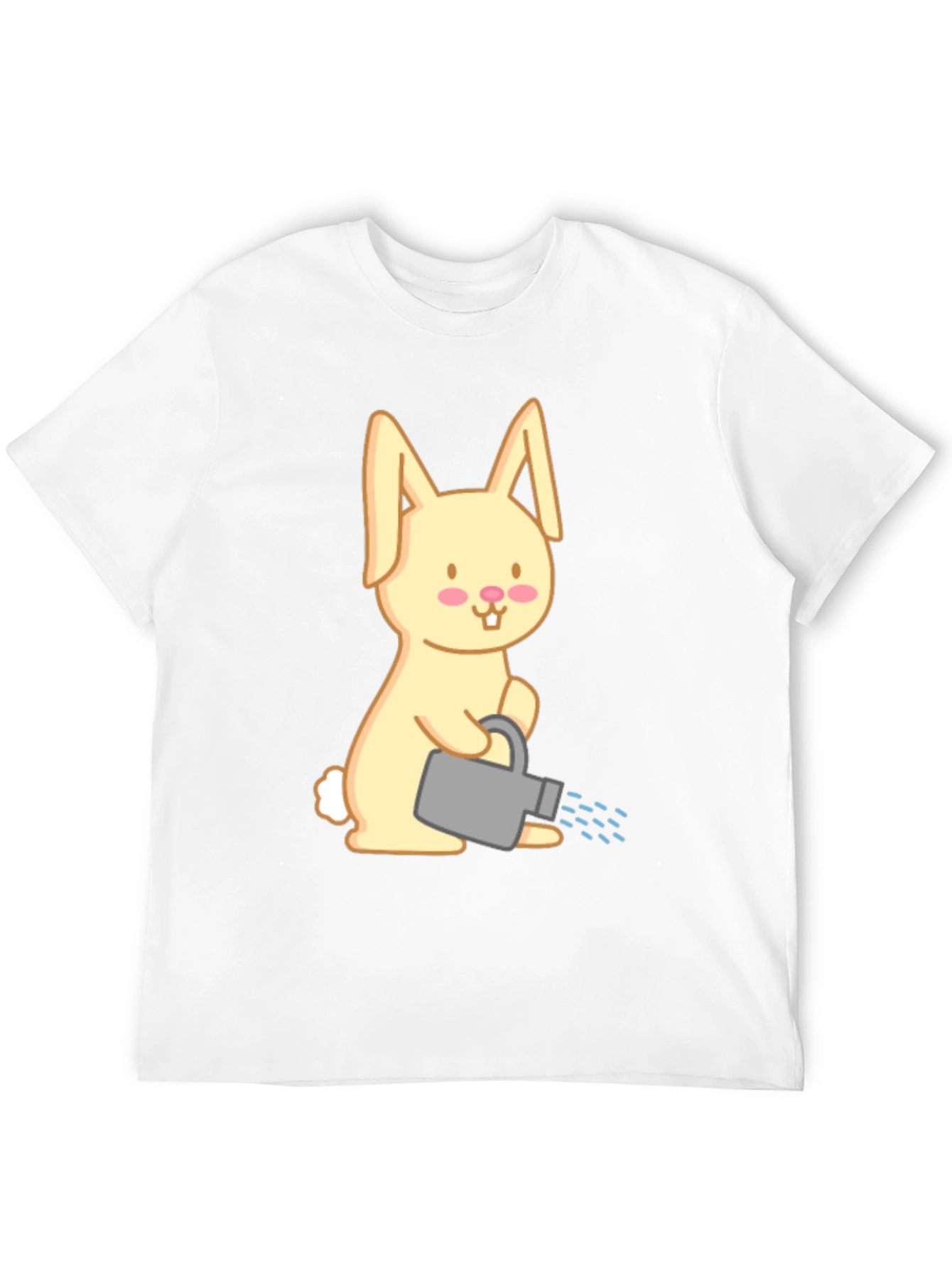 Bunny with Watering Can T-Shirt - Black Cotton Tee