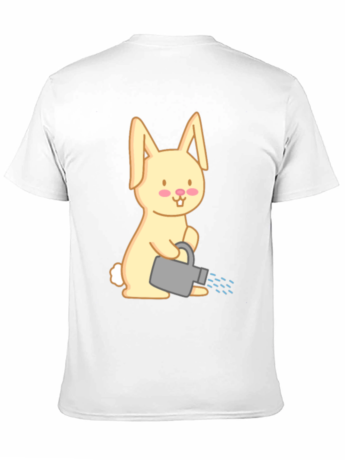 Bunny with Watering Can T-Shirt - Black Cotton Tee