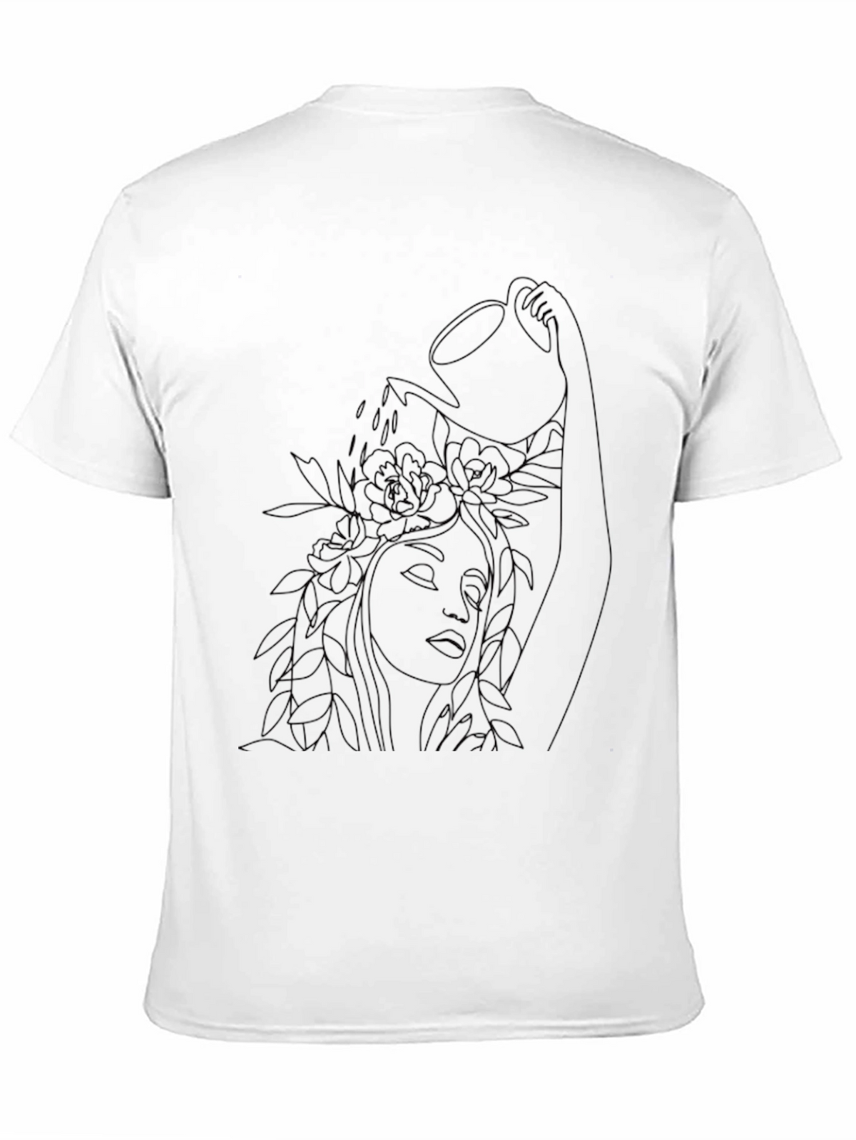 Floral Watering Woman Black Graphic Tee