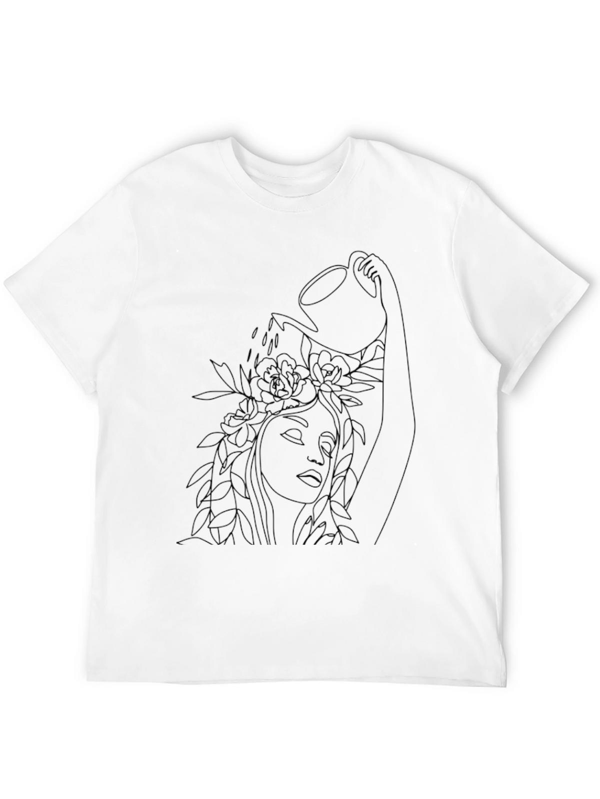 Floral Watering Woman Black Graphic Tee