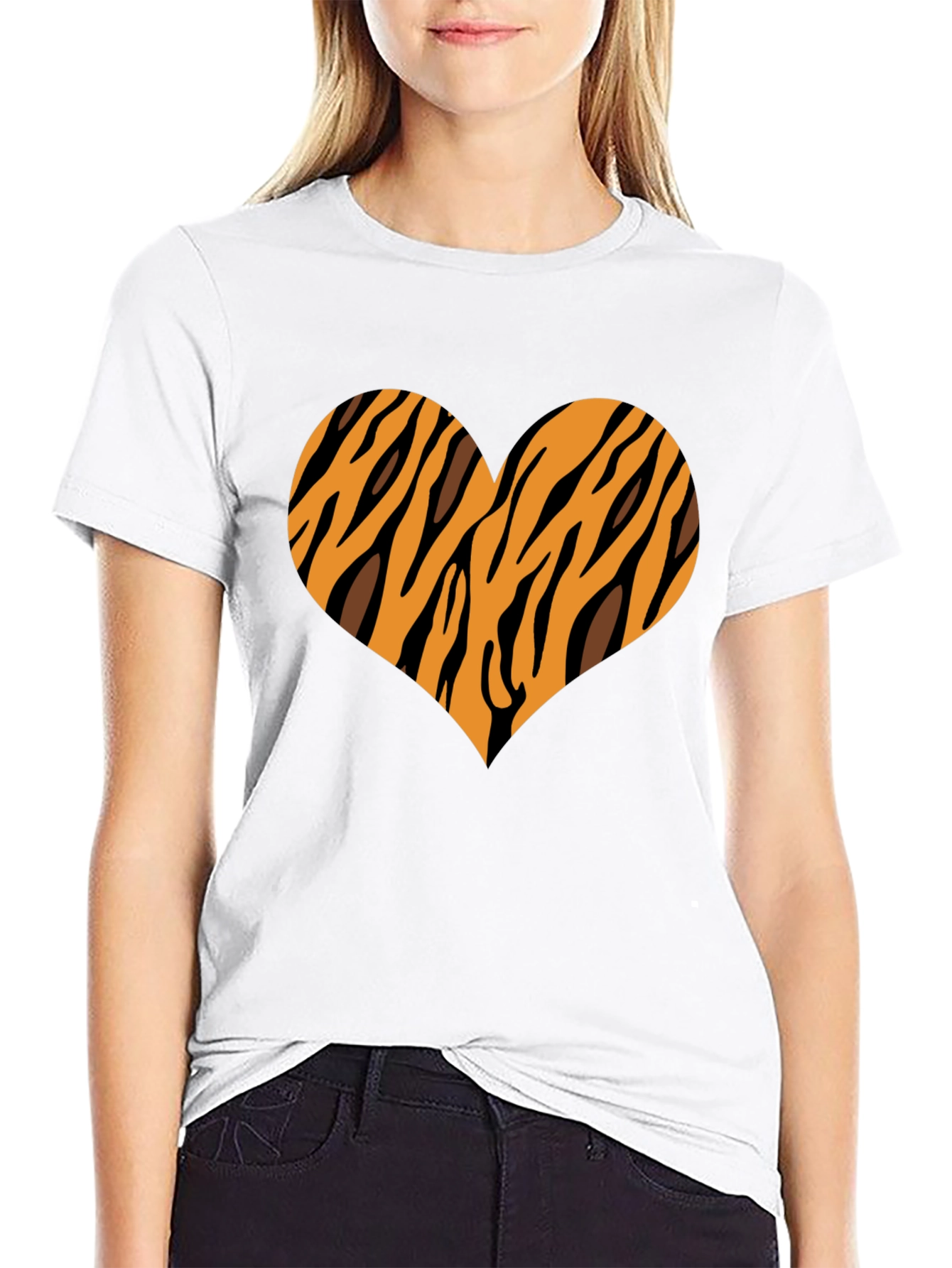 Tiger Stripe Heart Graphic Tee - Black