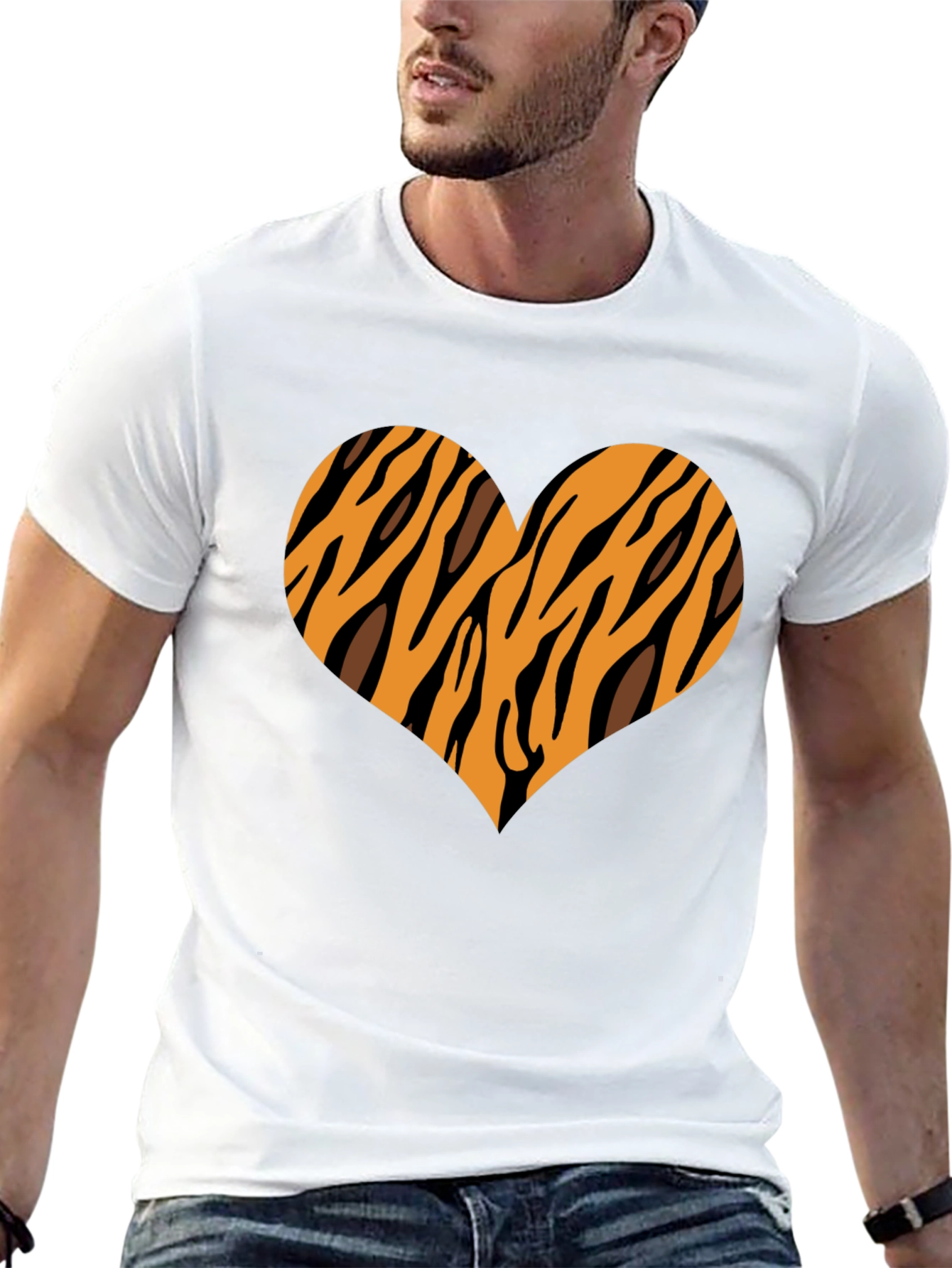 Tiger Stripe Heart Graphic Tee - Black