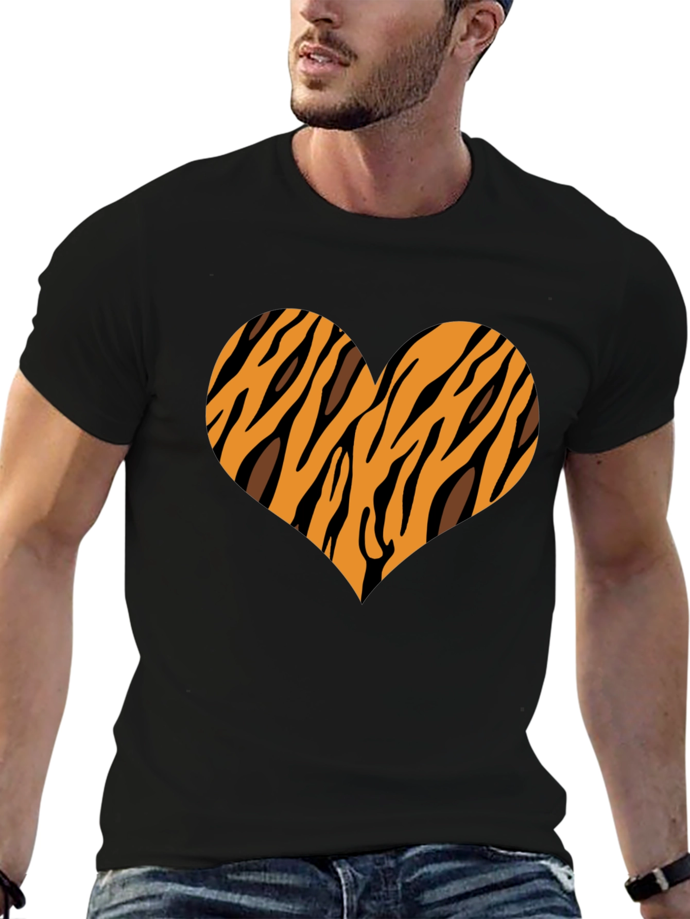 Tiger Stripe Heart Graphic Tee - Black