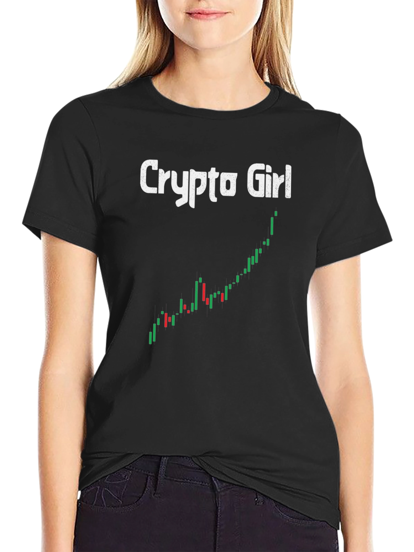 Crypto Girl Black T-Shirt - Trendy Bitcoin Trader Tee