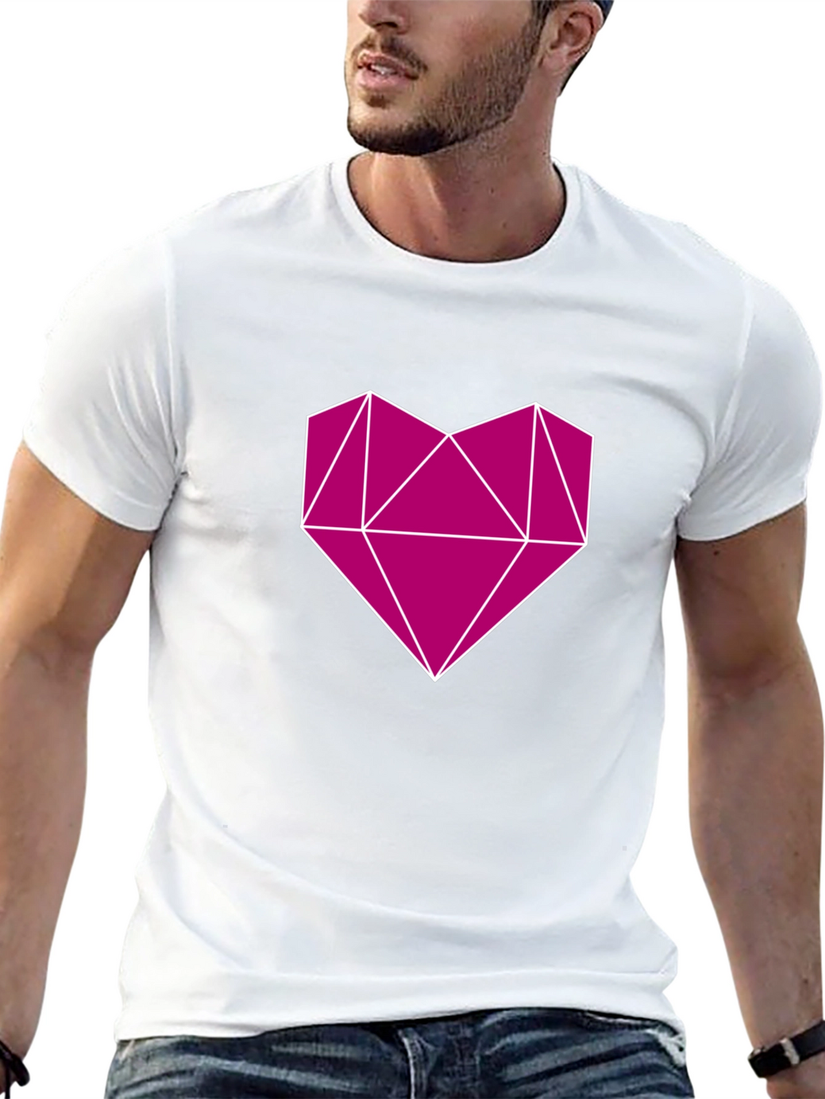 Geometric Heart Graphic Tee - Modern Style