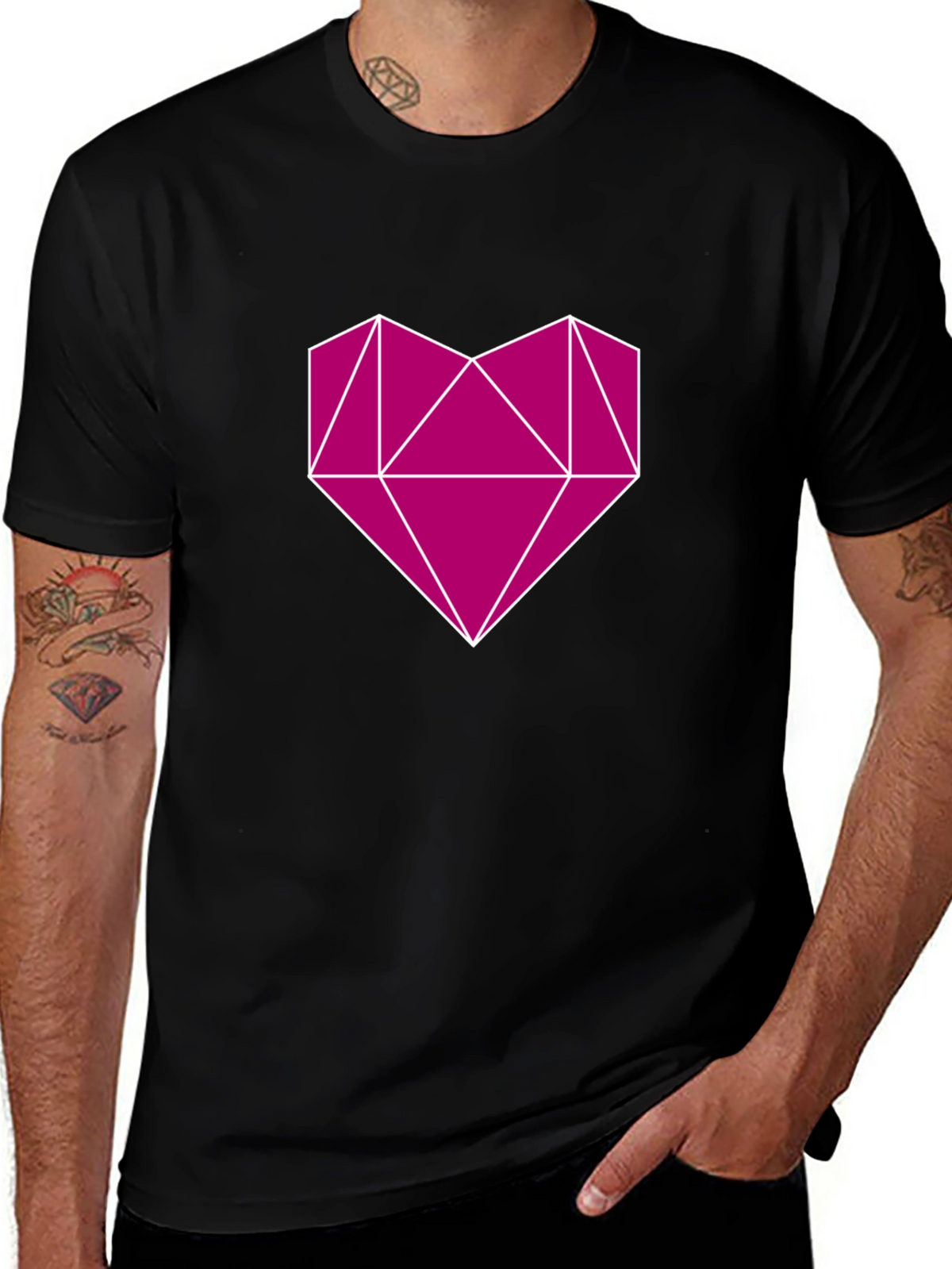 Geometric Heart Graphic Tee - Modern Style