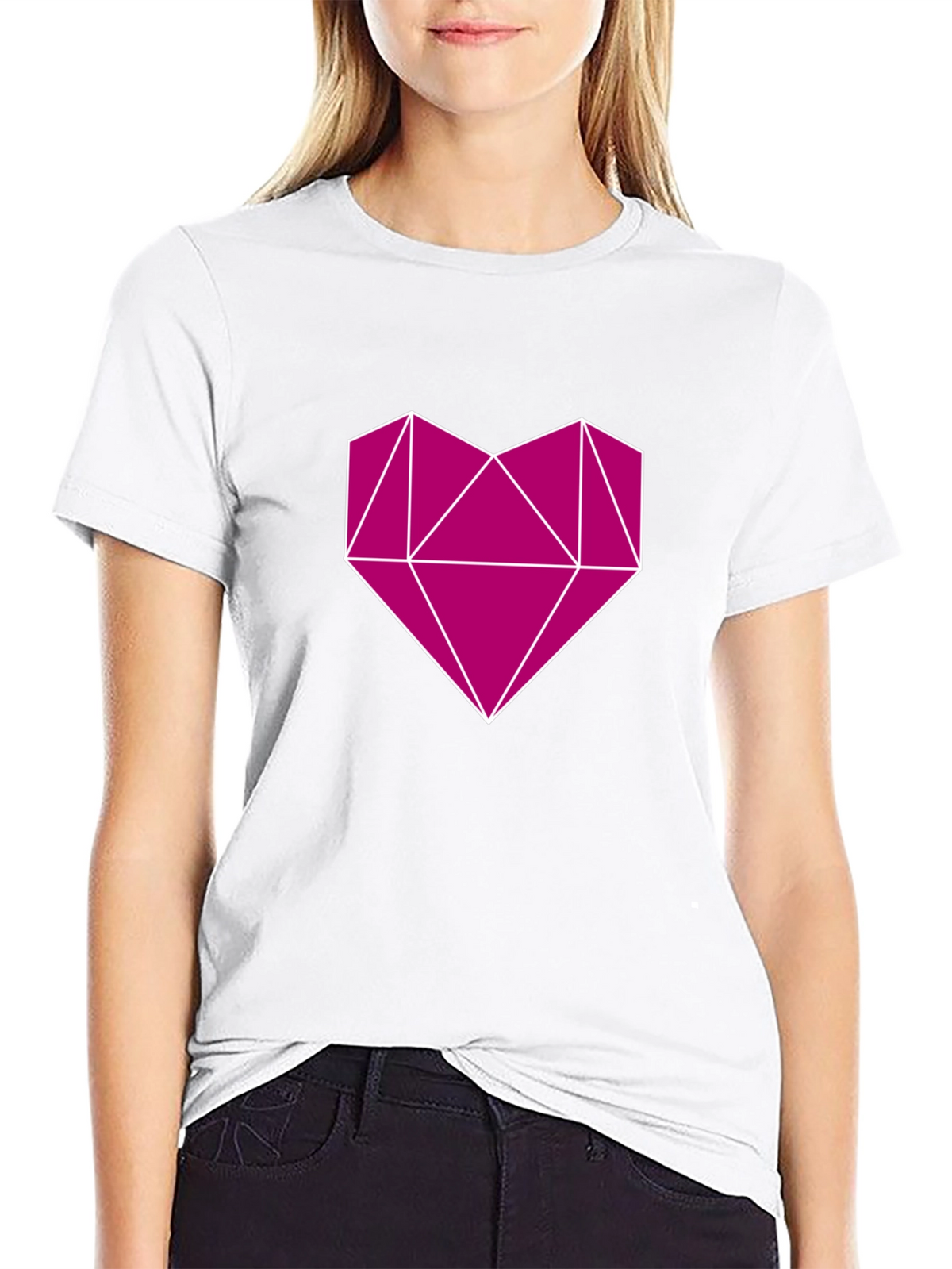 Geometric Heart Graphic Tee - Modern Style
