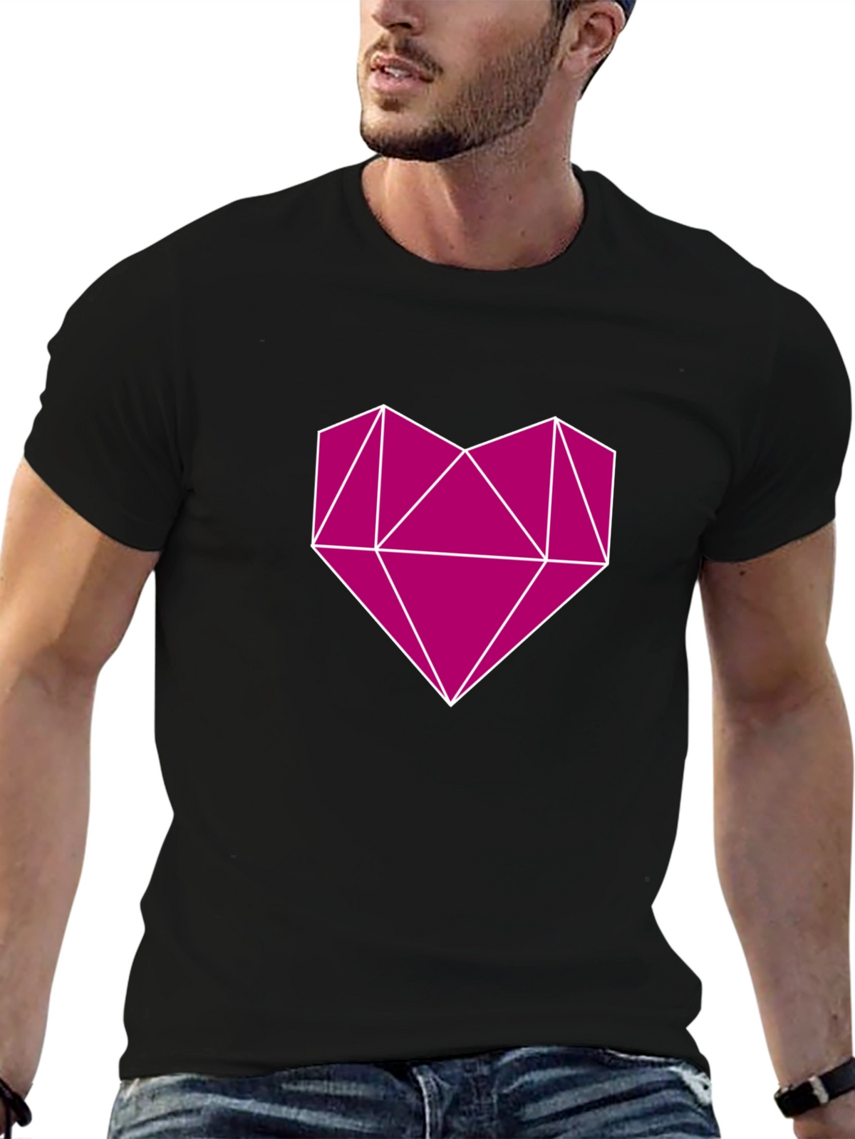 Geometric Heart Graphic Tee - Modern Style