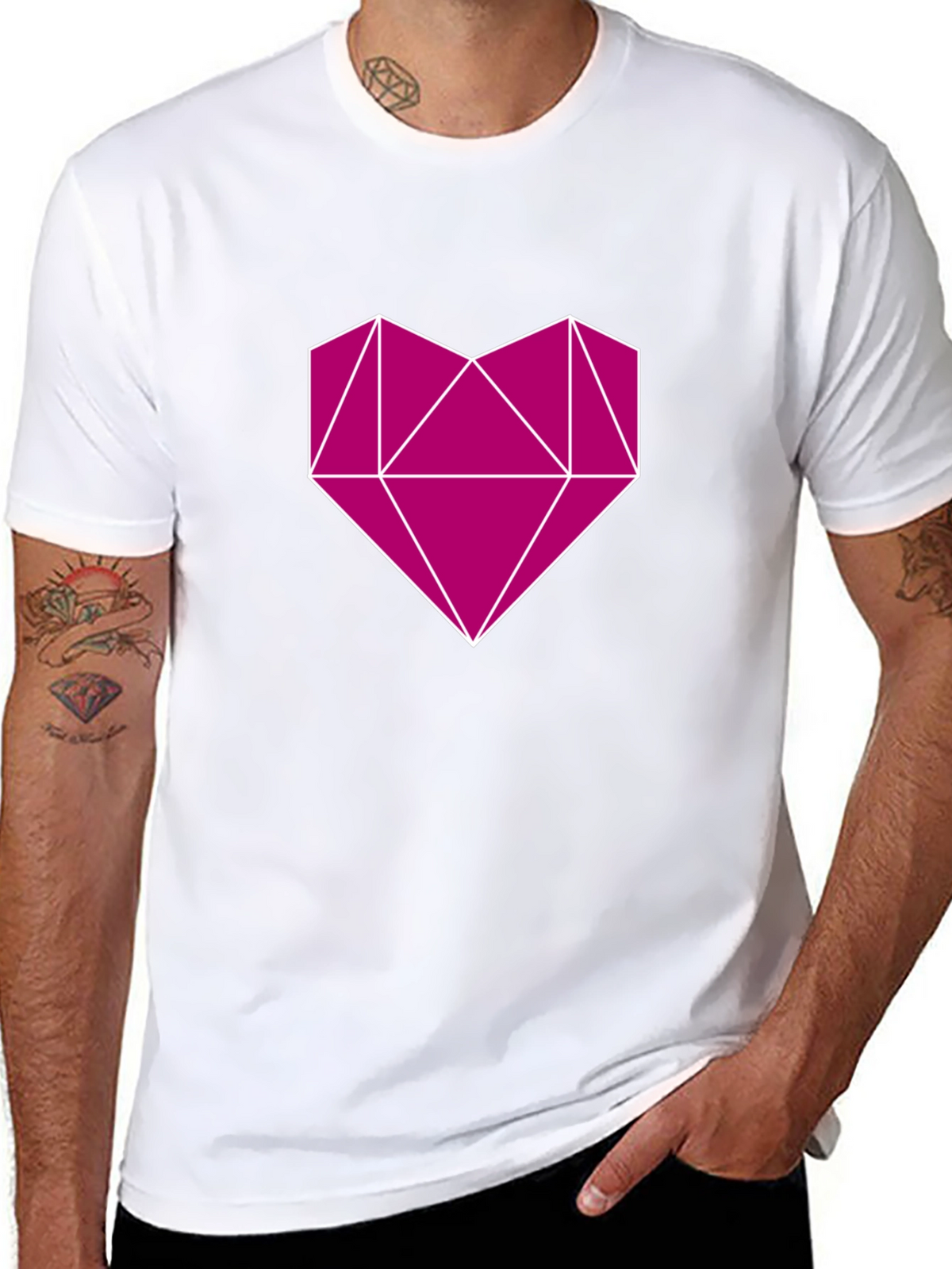 Geometric Heart Graphic Tee - Modern Style