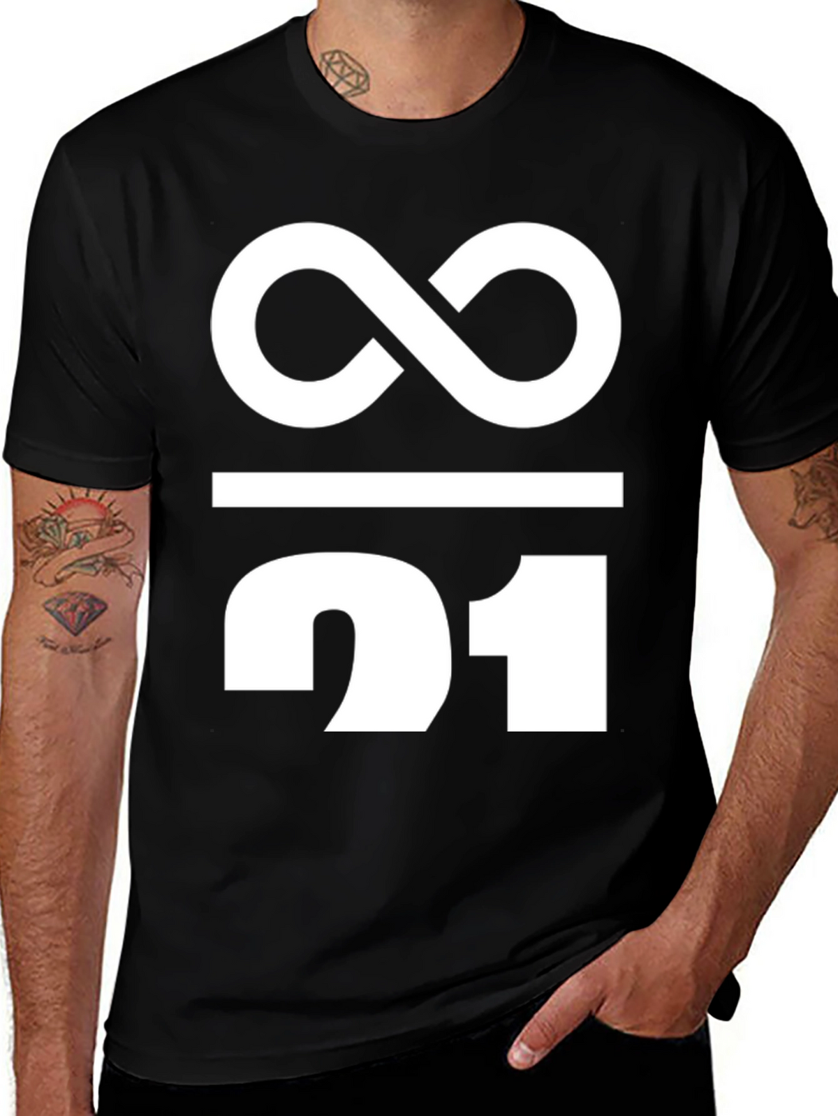 Infinity / 21 Graphic Tee - Black Cotton Blend
