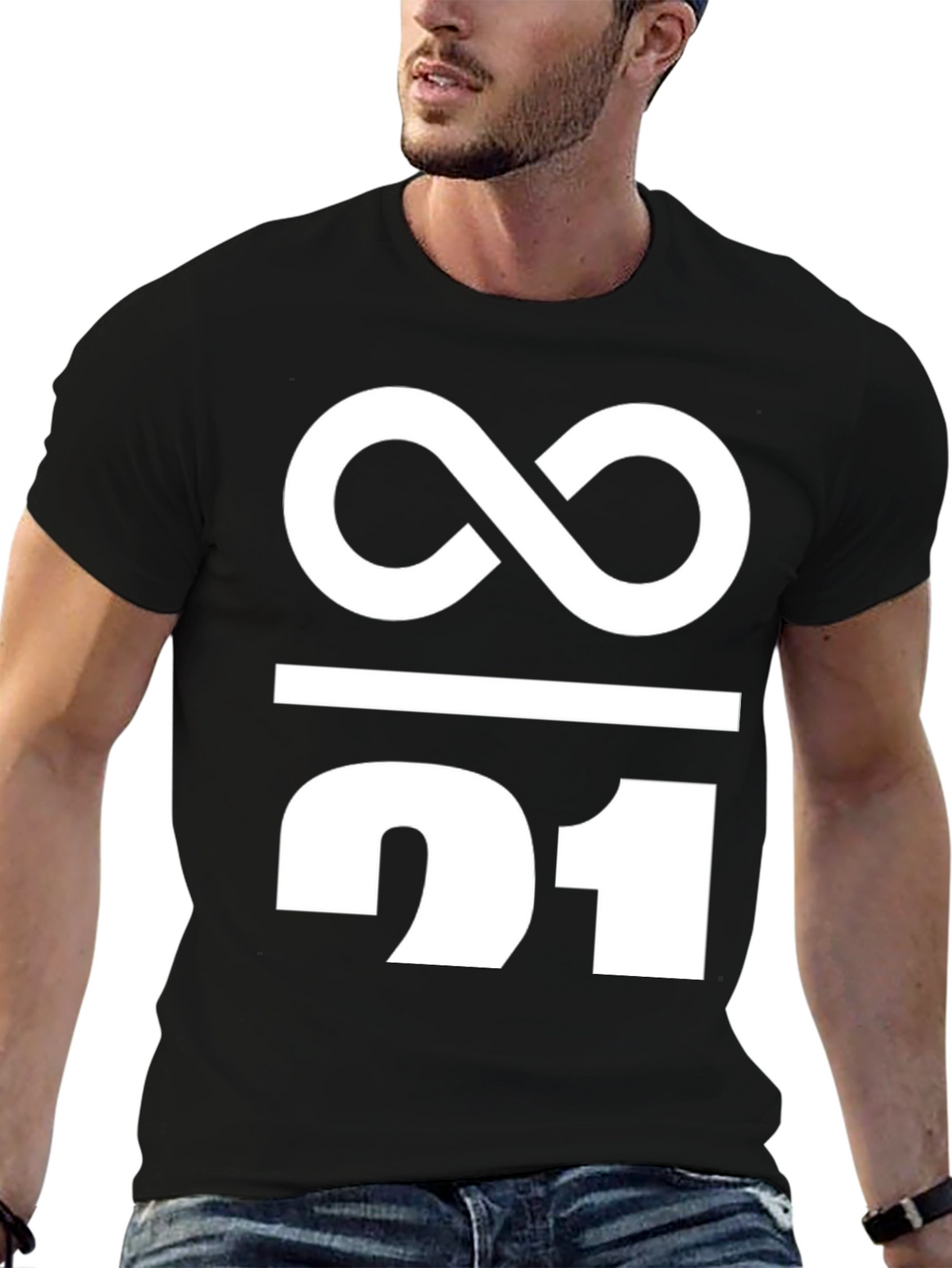 Infinity / 21 Graphic Tee - Black Cotton Blend