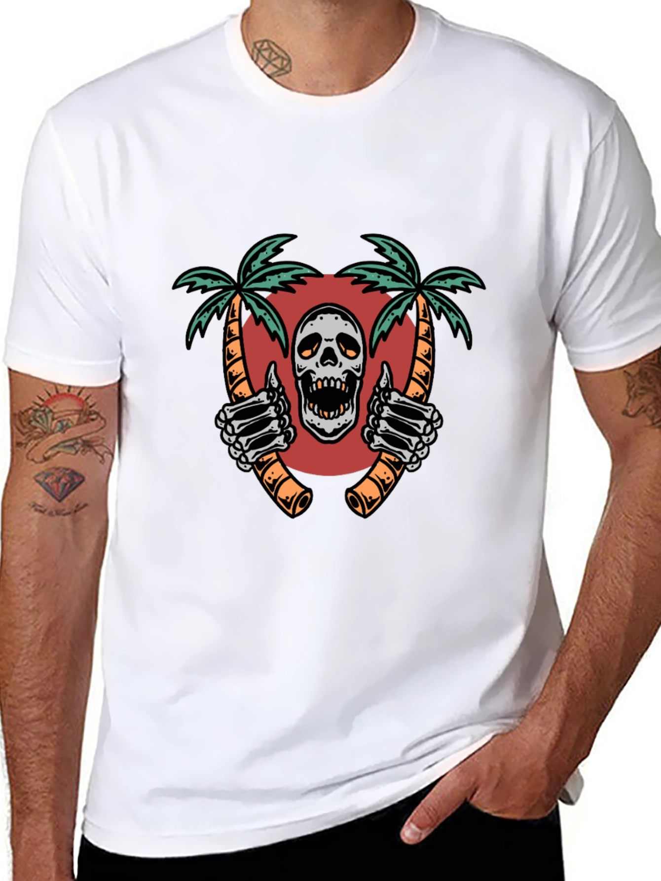 Skull Palm Tree Graphic Tee