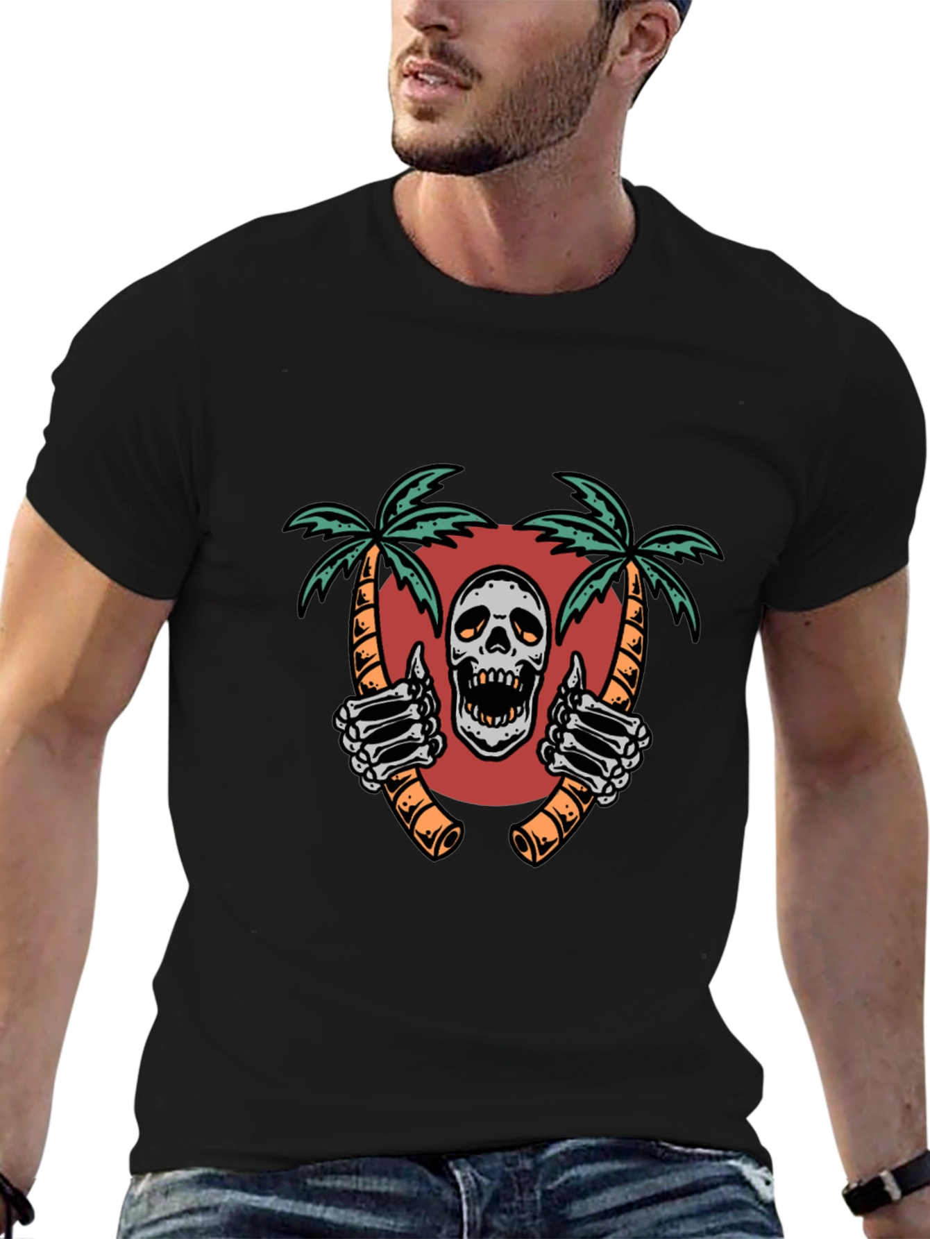 Skull Palm Tree Graphic Tee