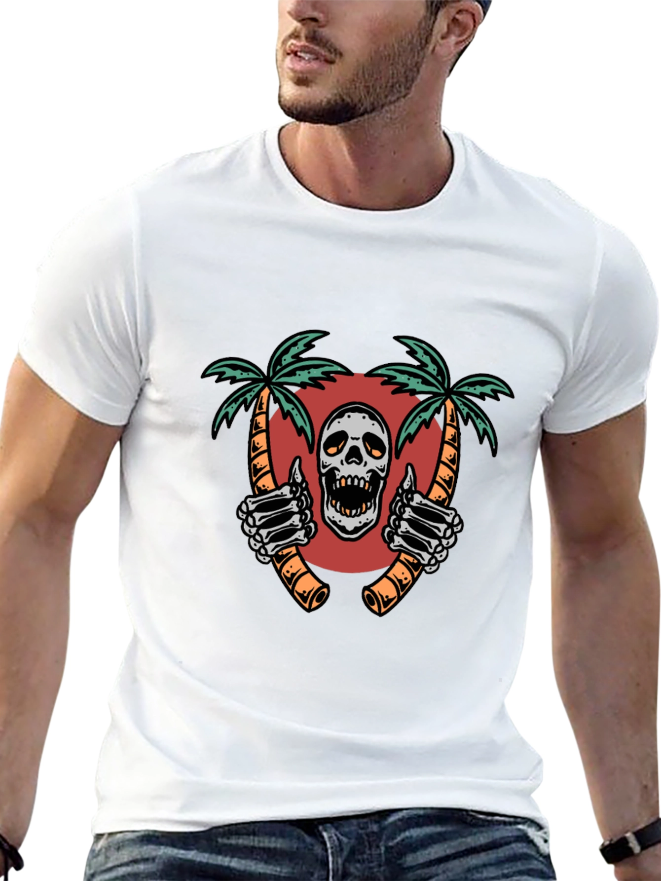 Skull Palm Tree Graphic Tee