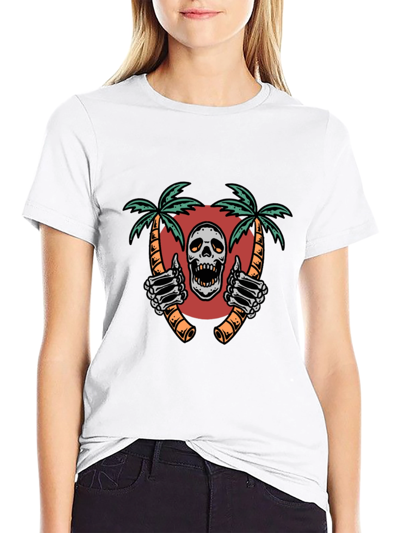 Skull Palm Tree Graphic Tee