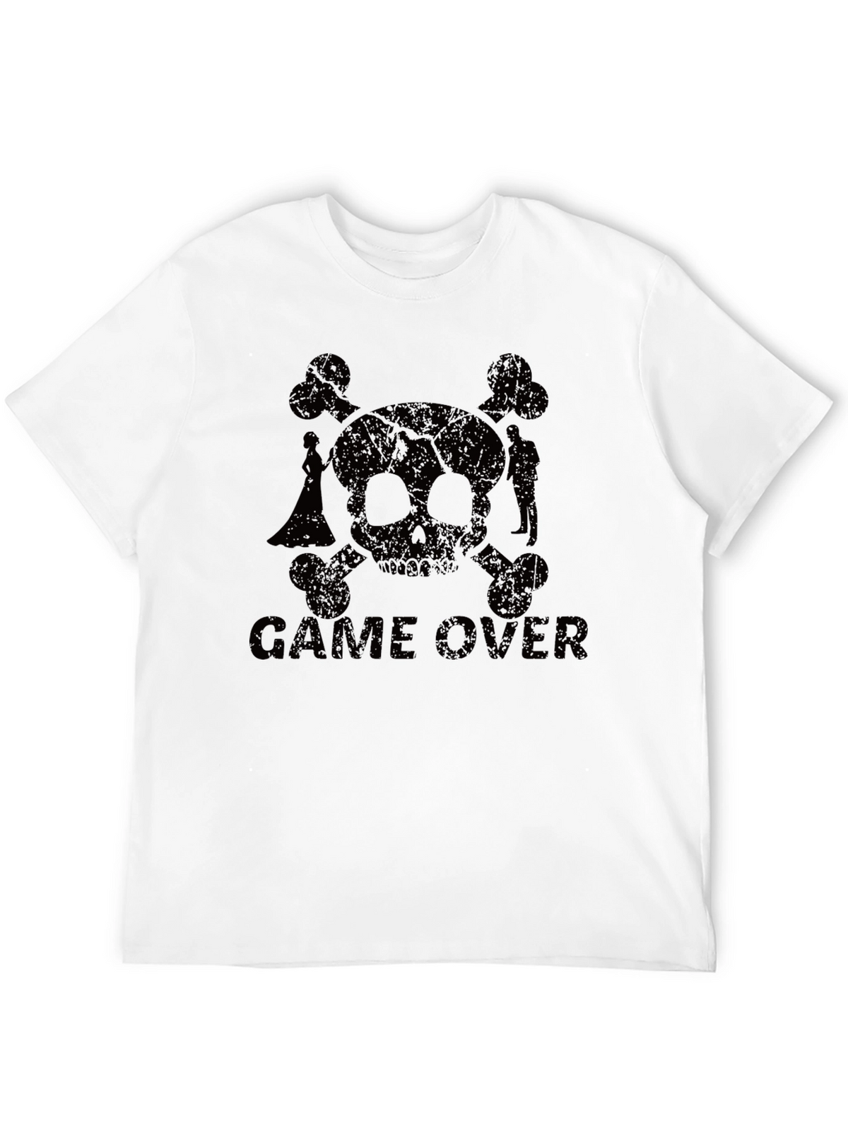 Game Over Skull & Crossbones Black T-Shirt