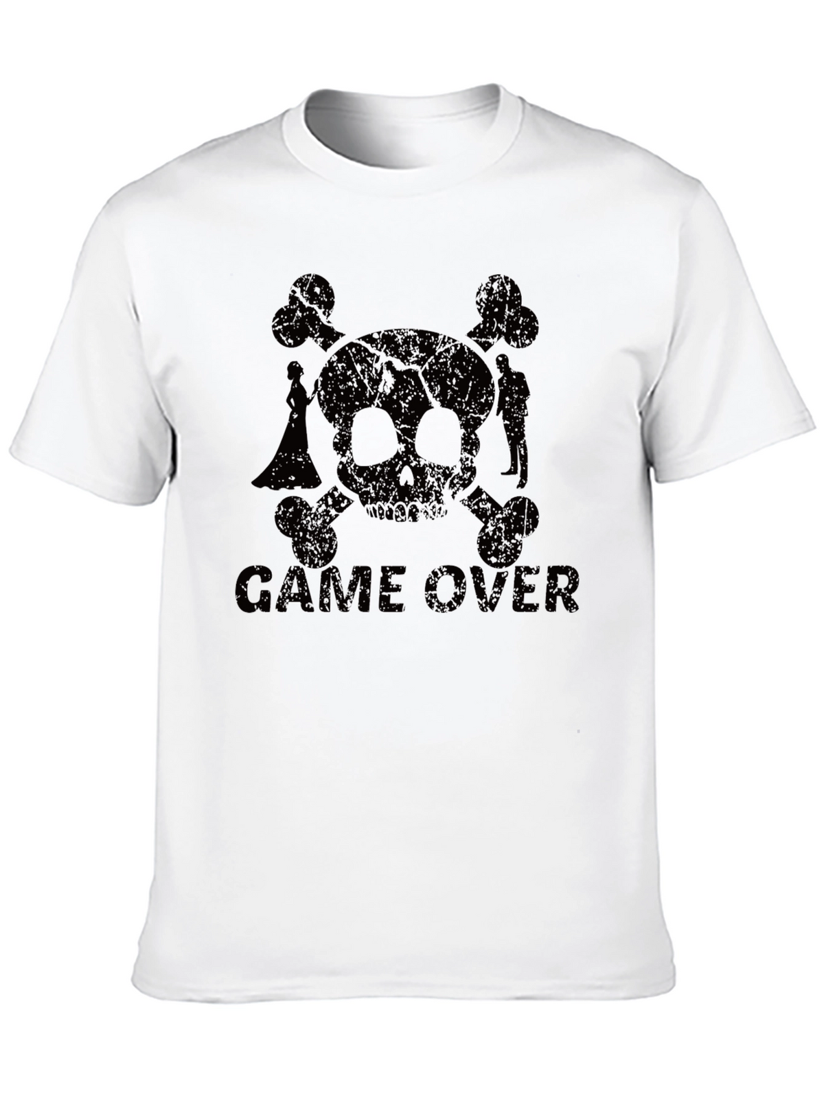 Game Over Skull & Crossbones Black T-Shirt