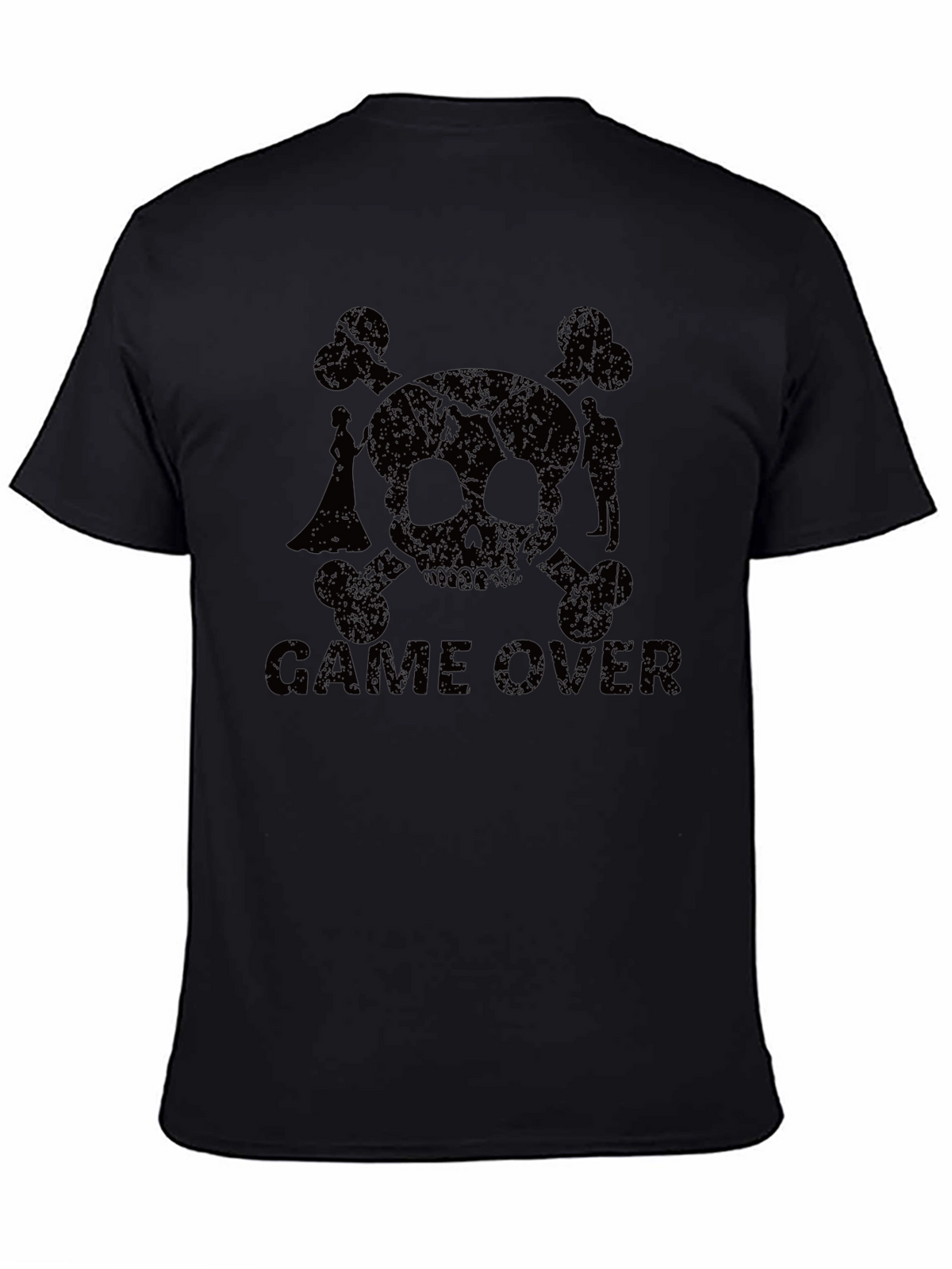 Game Over Skull & Crossbones Black T-Shirt