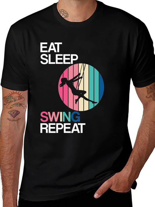 Eat Sleep Swing Repeat Black T-Shirt