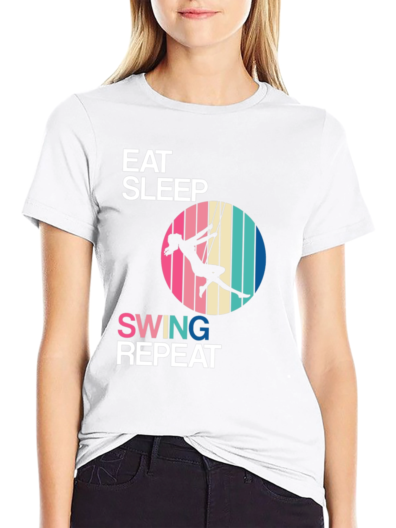 Eat Sleep Swing Repeat Black T-Shirt