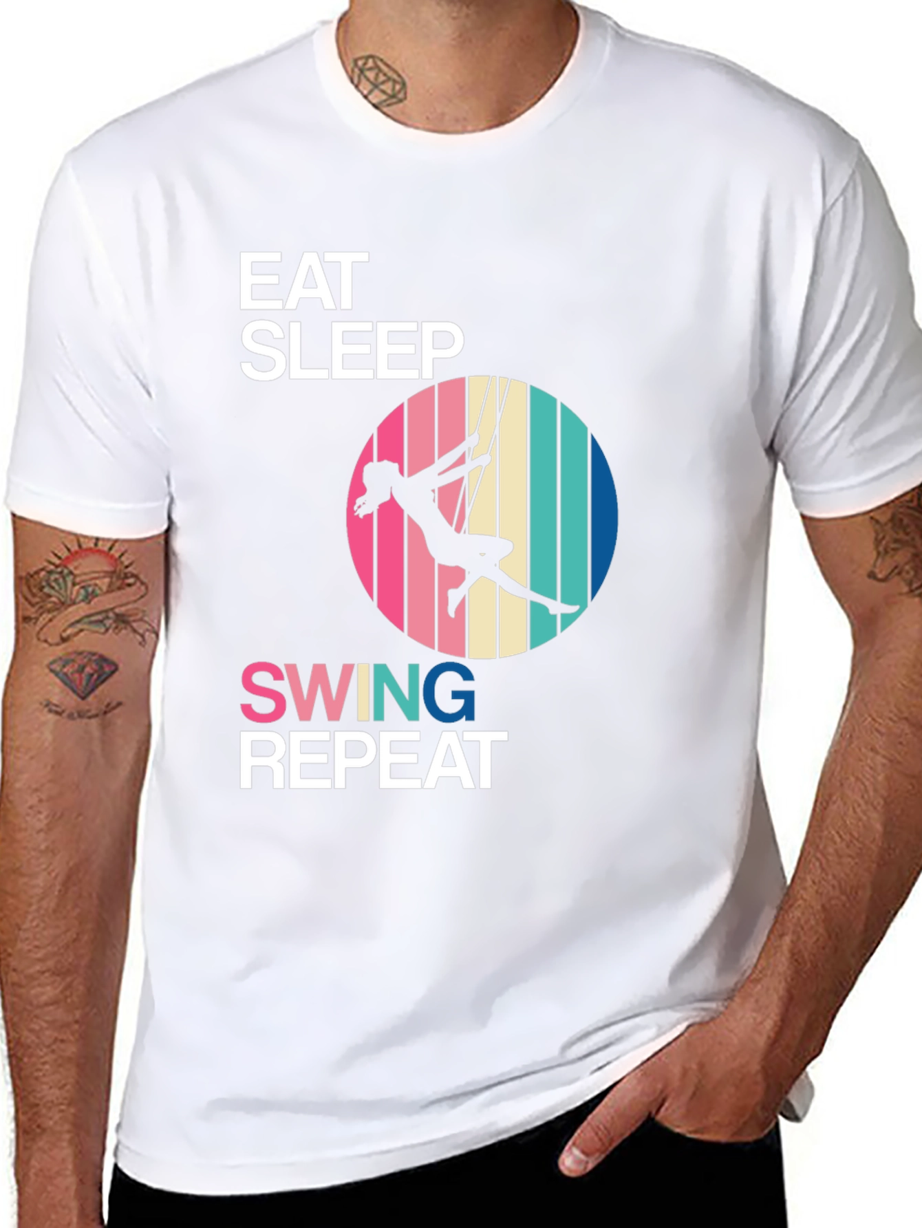 Eat Sleep Swing Repeat Black T-Shirt