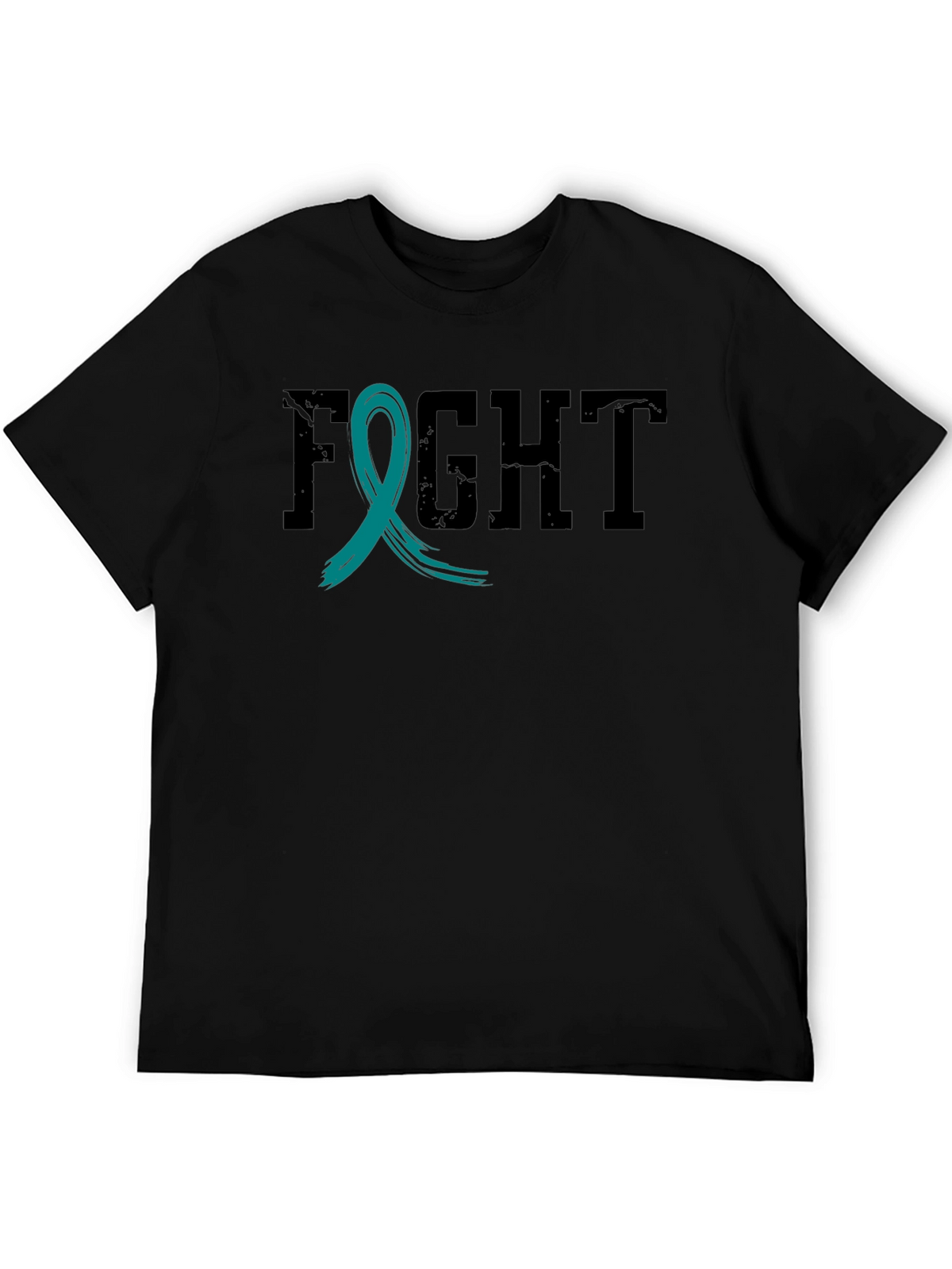 Fight Cancer Awareness Ribbon T-Shirt - Black
