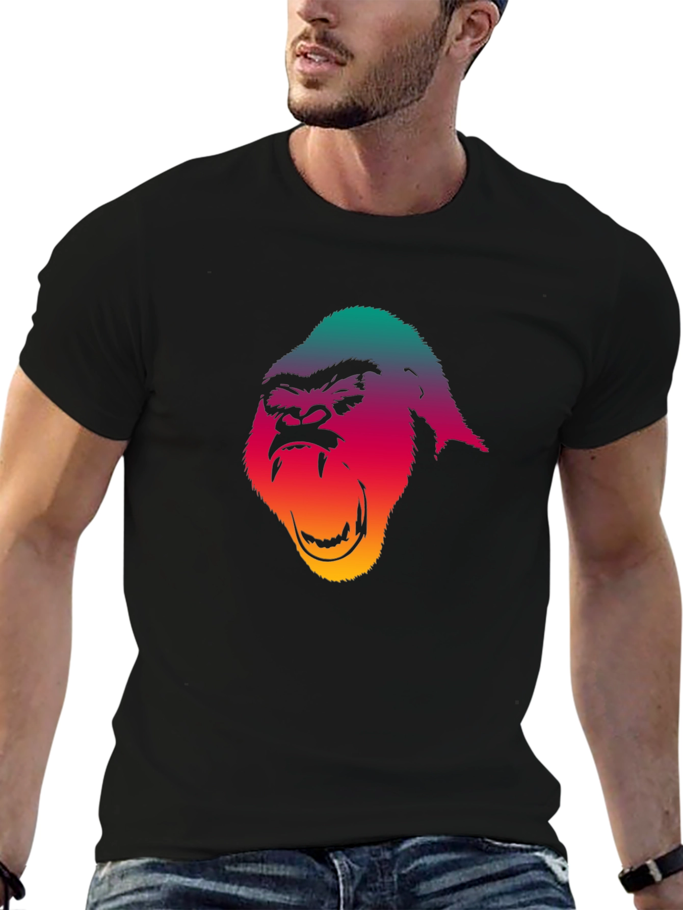 Gorilla Graphic Print Black T-Shirt