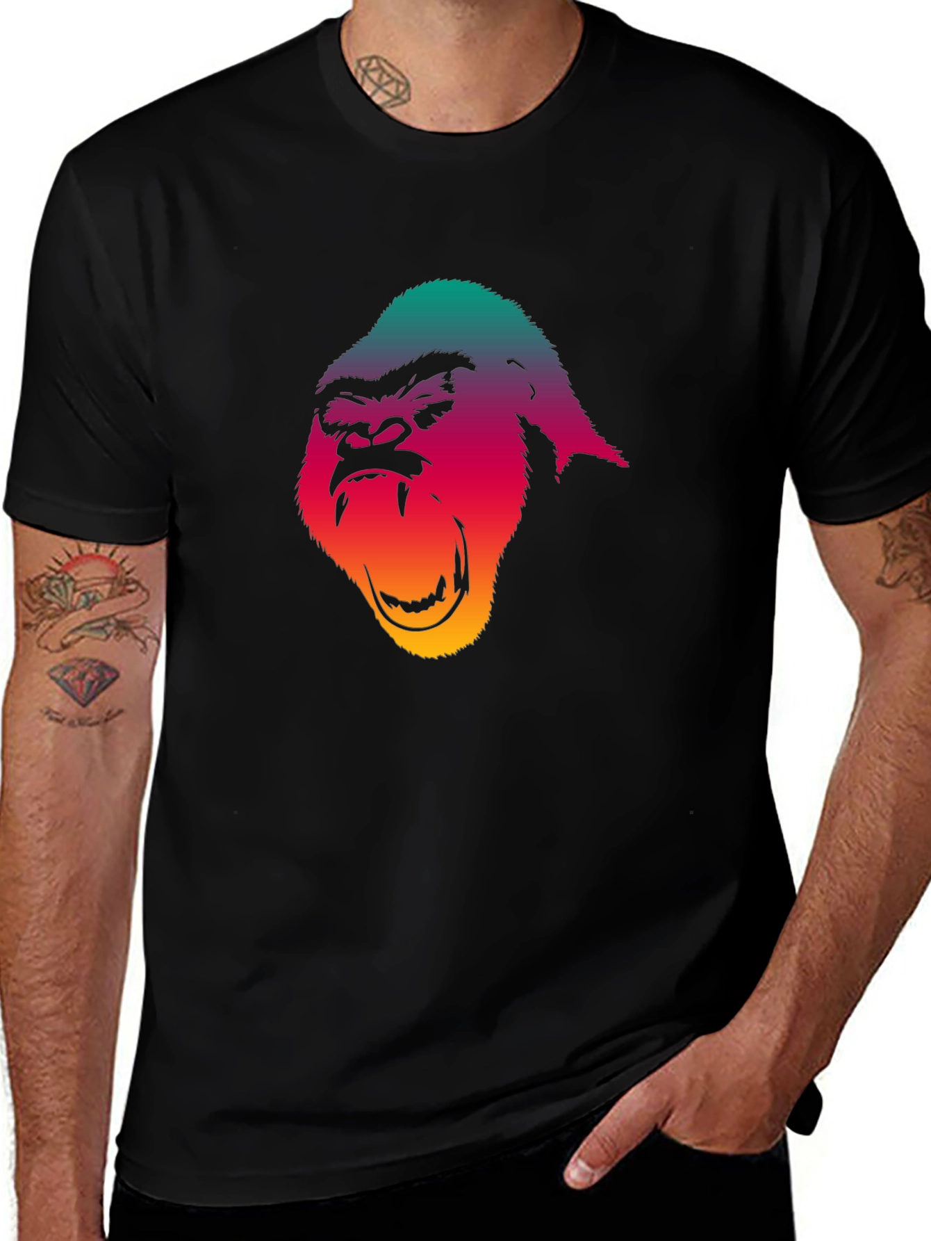 Gorilla Graphic Print Black T-Shirt