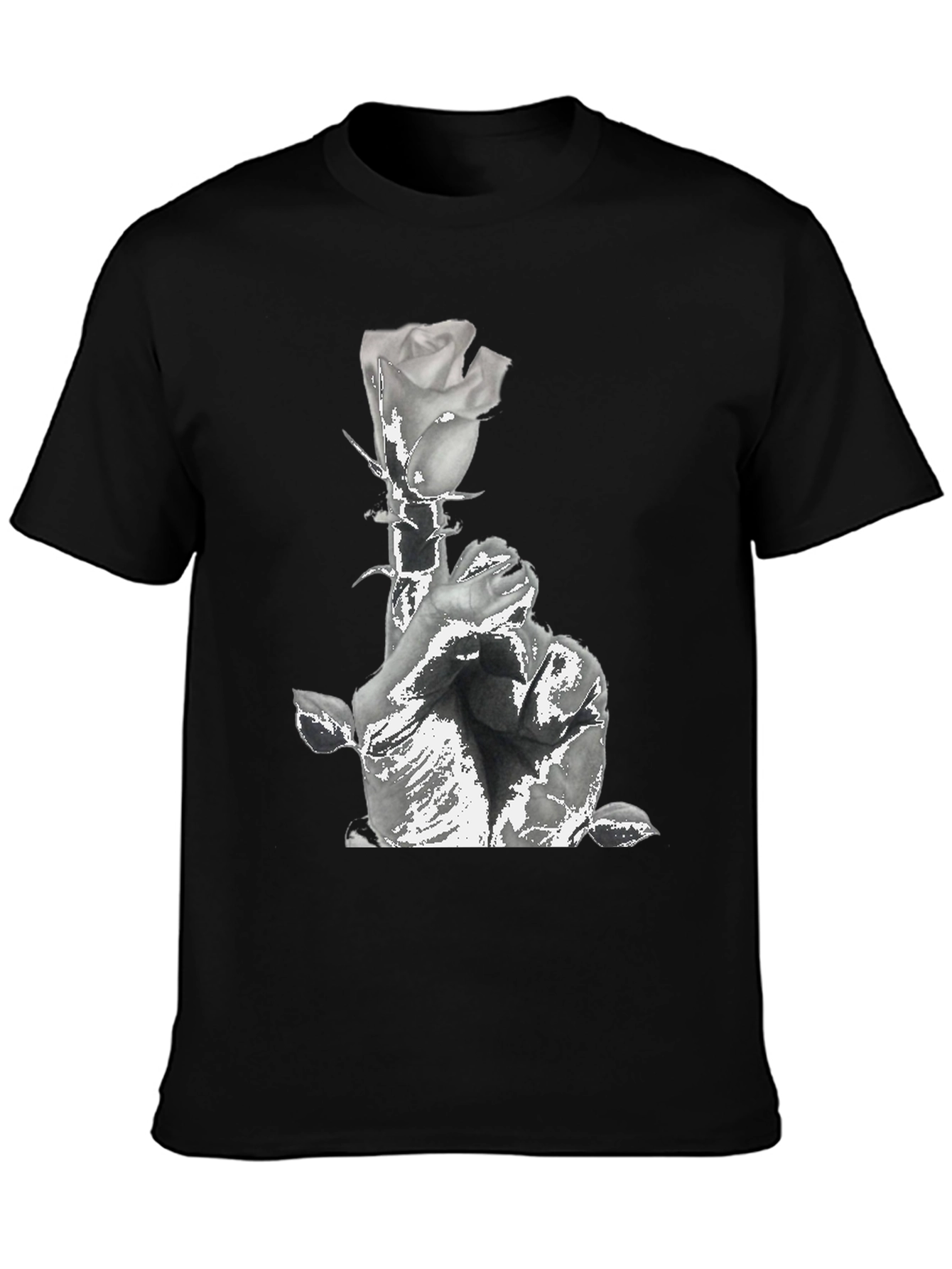 Rose & Prayers Graphic Tee - Black