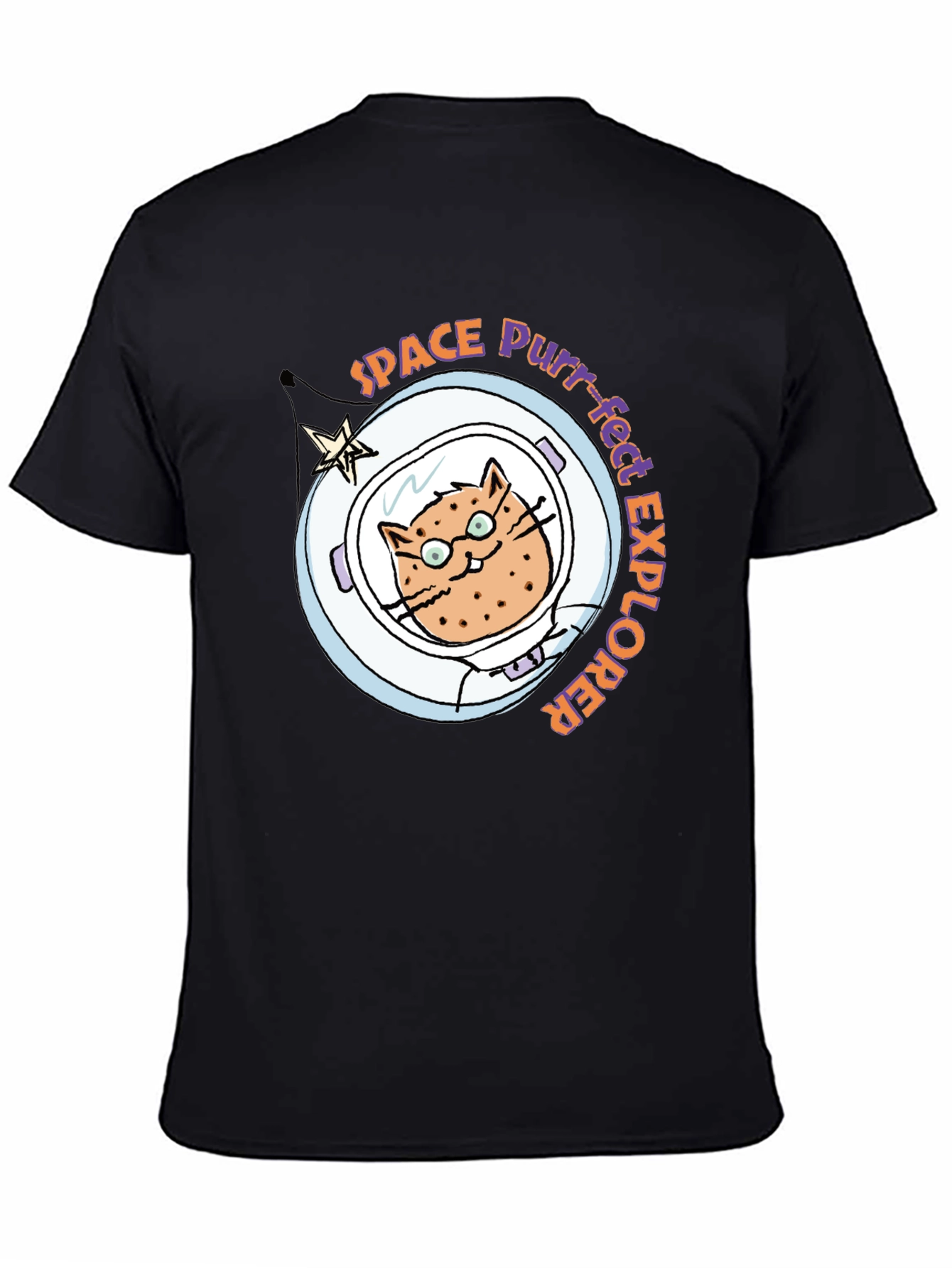Space Purr-fect Explorer Black T-Shirt