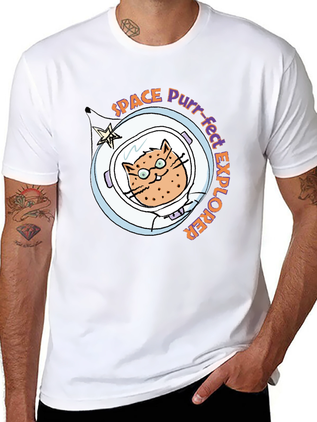 Space Purr-fect Explorer Black T-Shirt