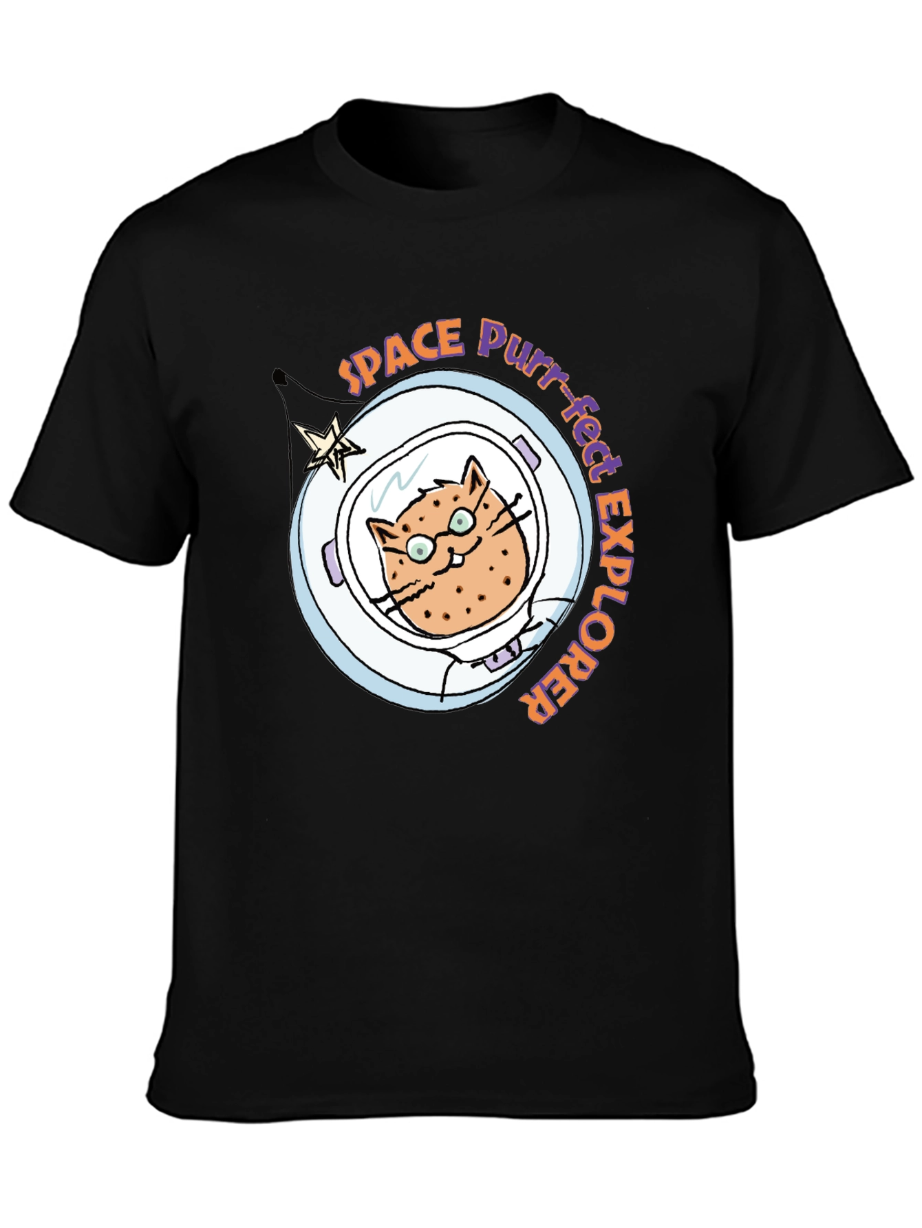 Space Purr-fect Explorer Black T-Shirt