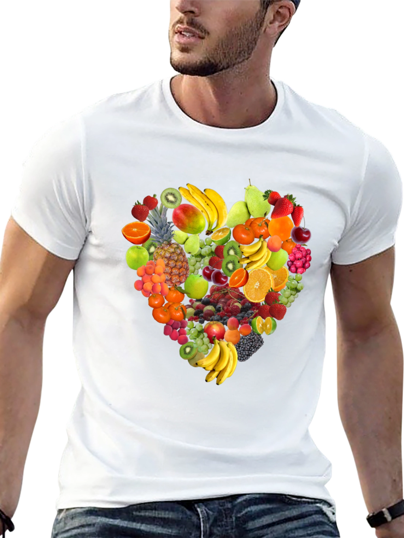 Fruit Heart Graphic Black T-Shirt