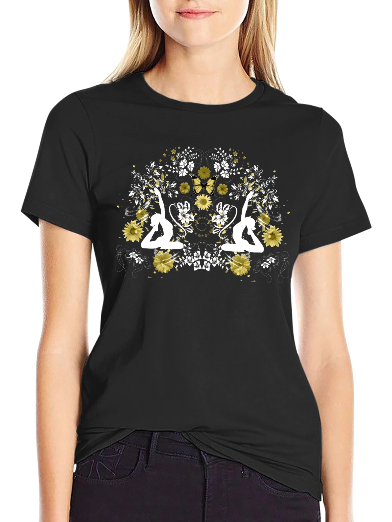 Yoga Floral T-Shirt - Black