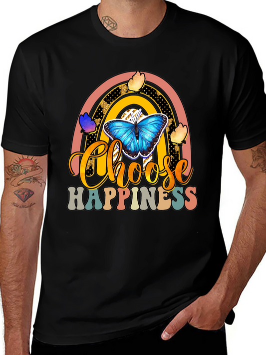 Choose Happiness T-Shirt - Butterfly Rainbow Design