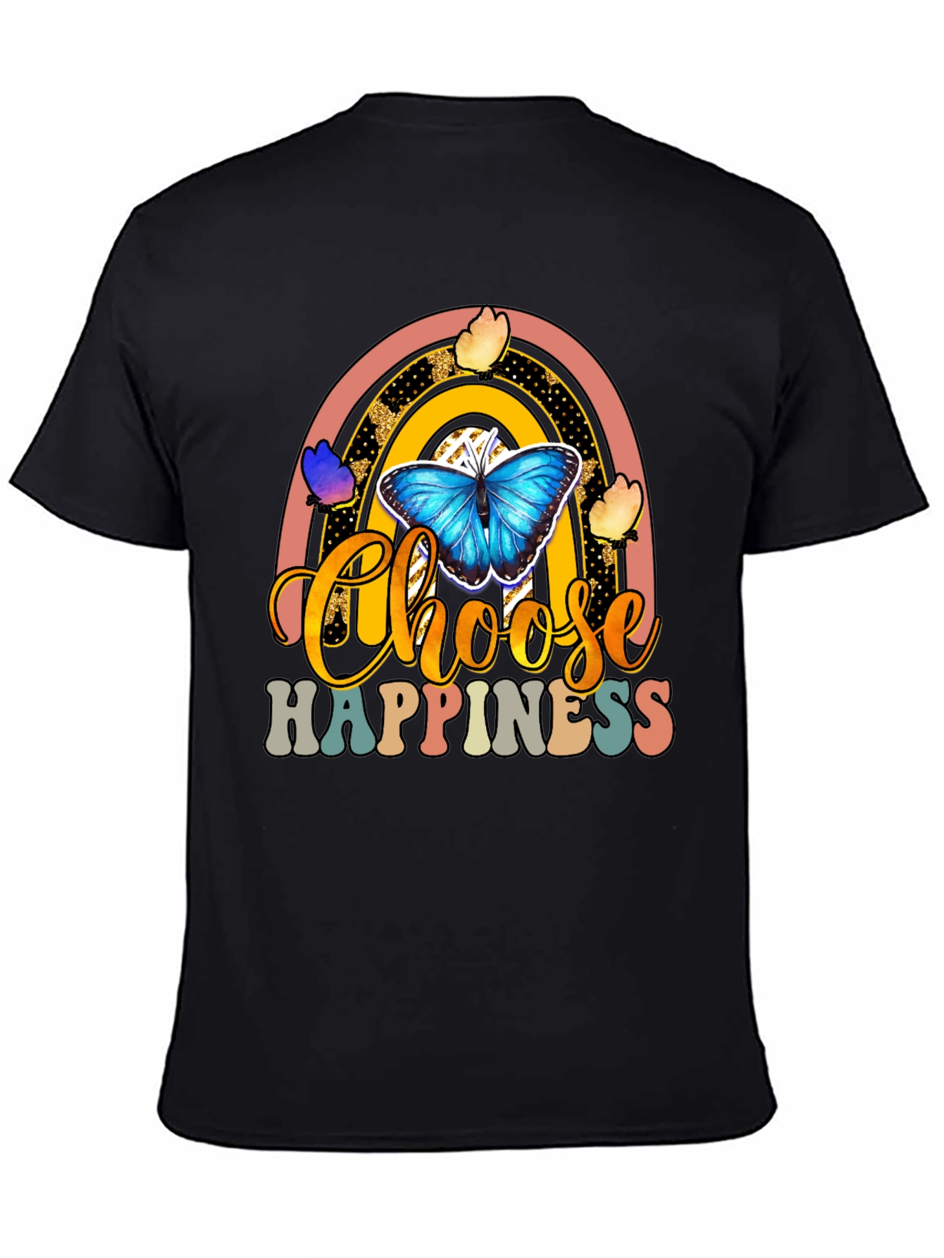 Choose Happiness T-Shirt - Butterfly Rainbow Design