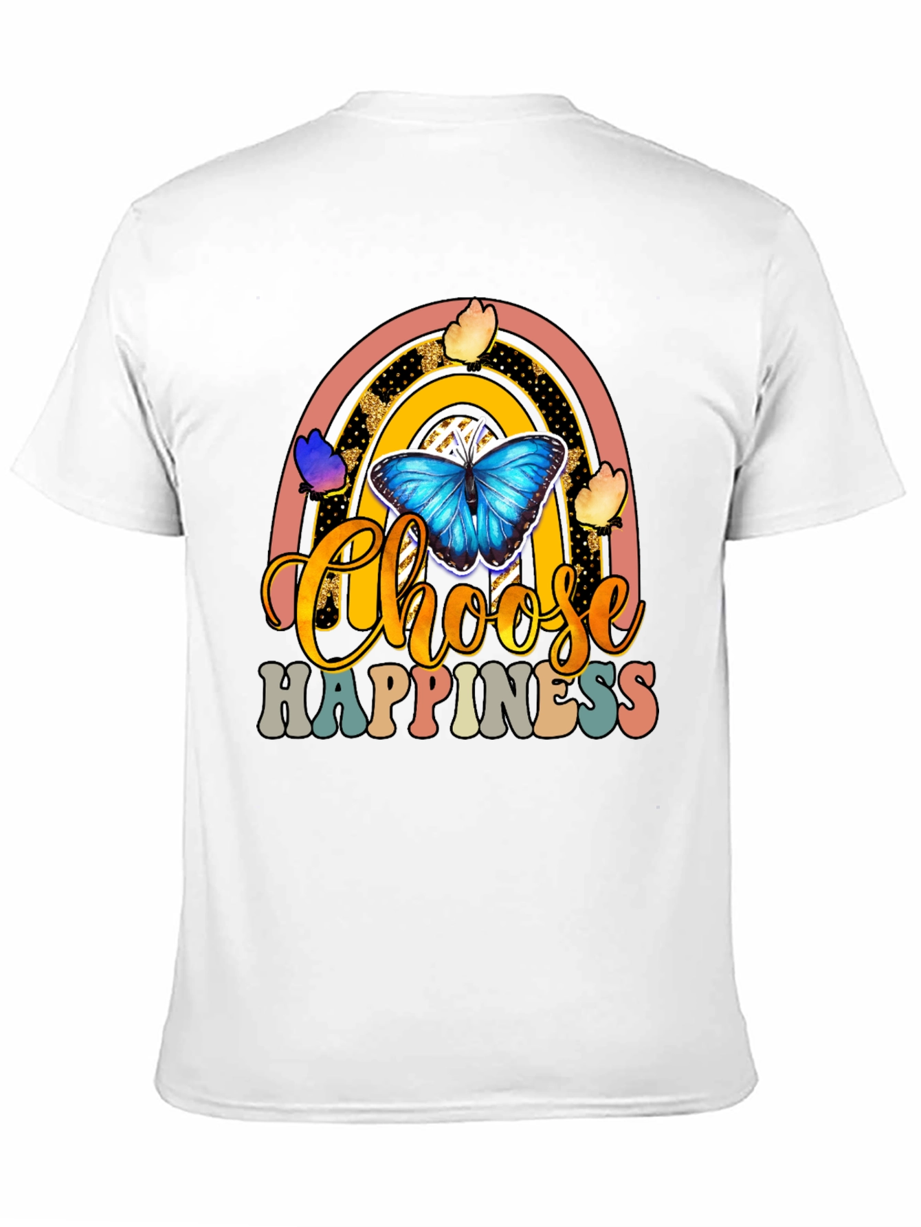 Choose Happiness T-Shirt - Butterfly Rainbow Design