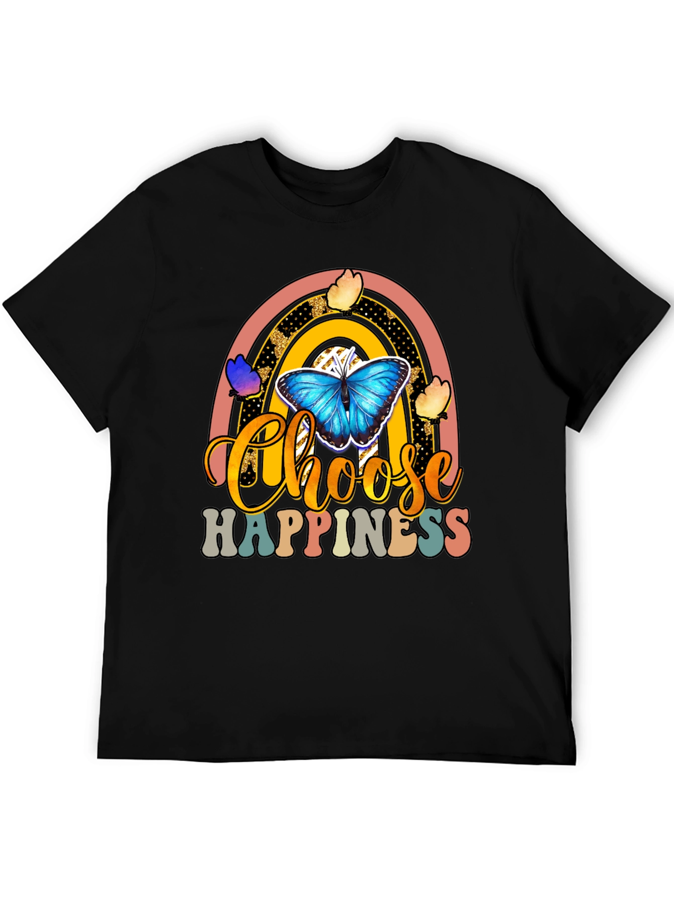 Choose Happiness T-Shirt - Butterfly Rainbow Design