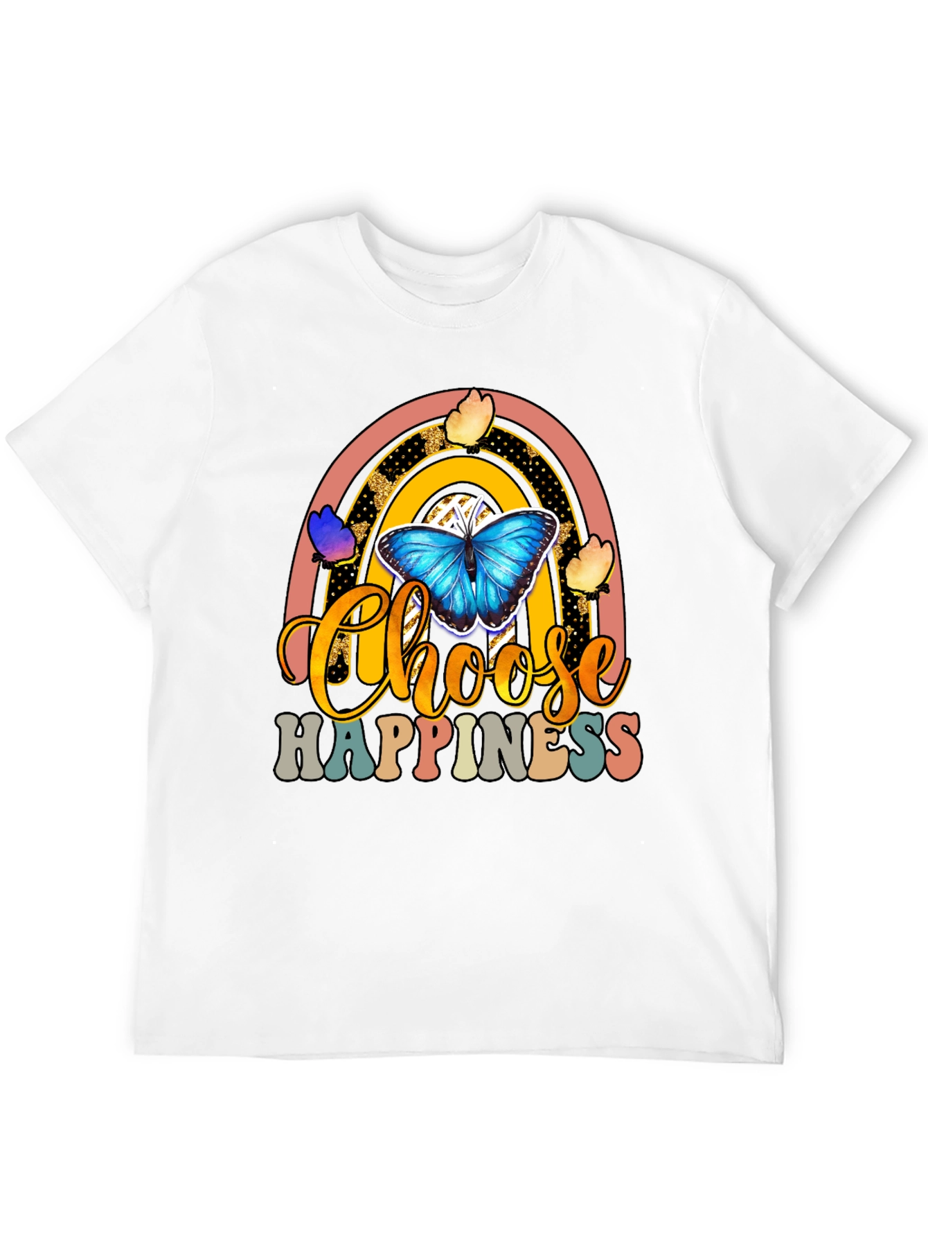 Choose Happiness T-Shirt - Butterfly Rainbow Design