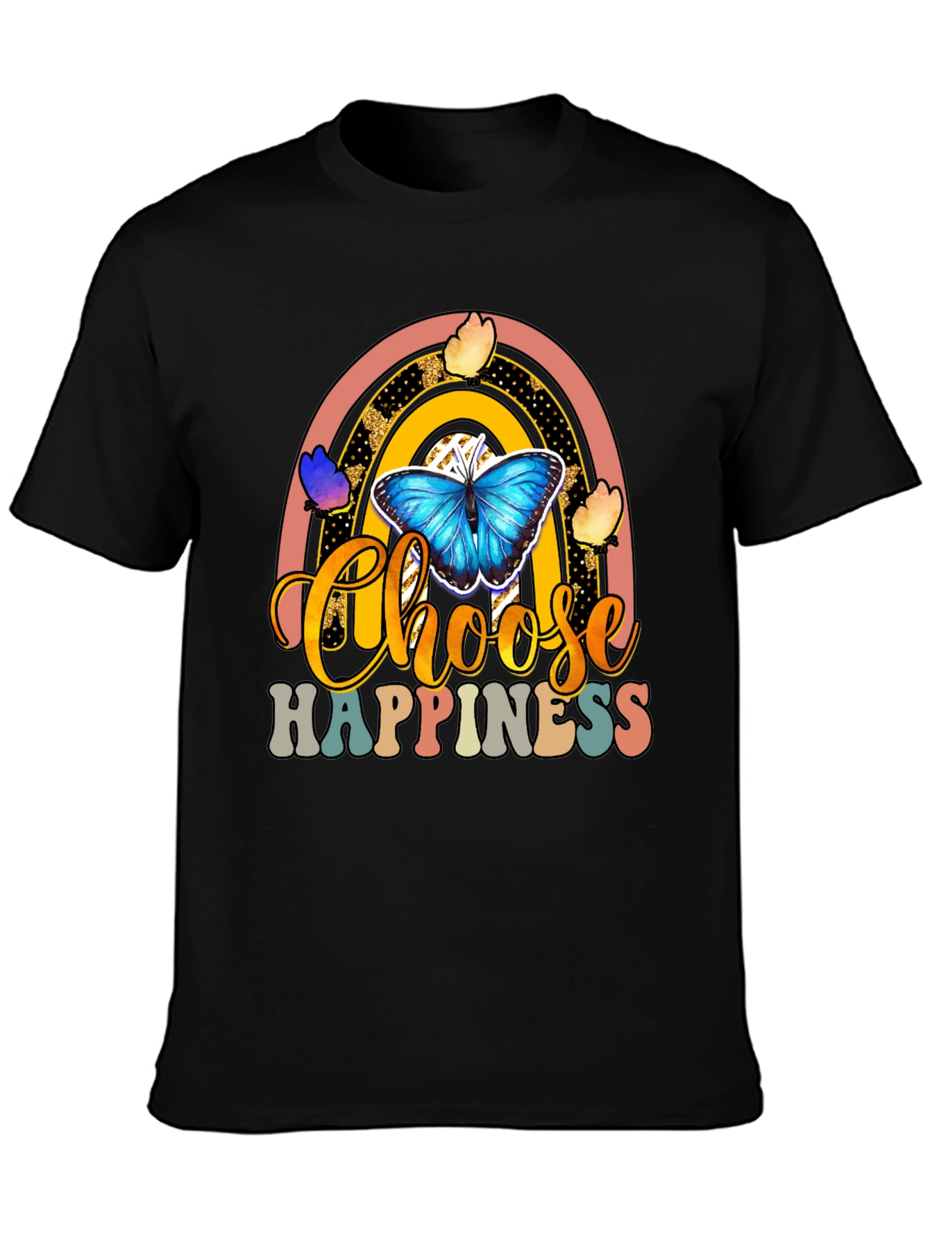 Choose Happiness T-Shirt - Butterfly Rainbow Design