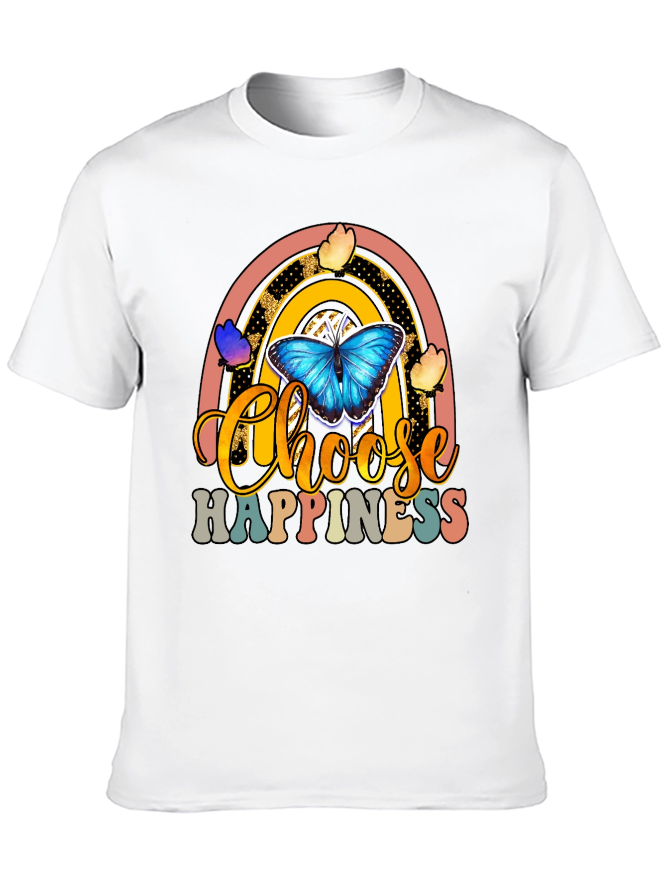 Choose Happiness T-Shirt - Butterfly Rainbow Design