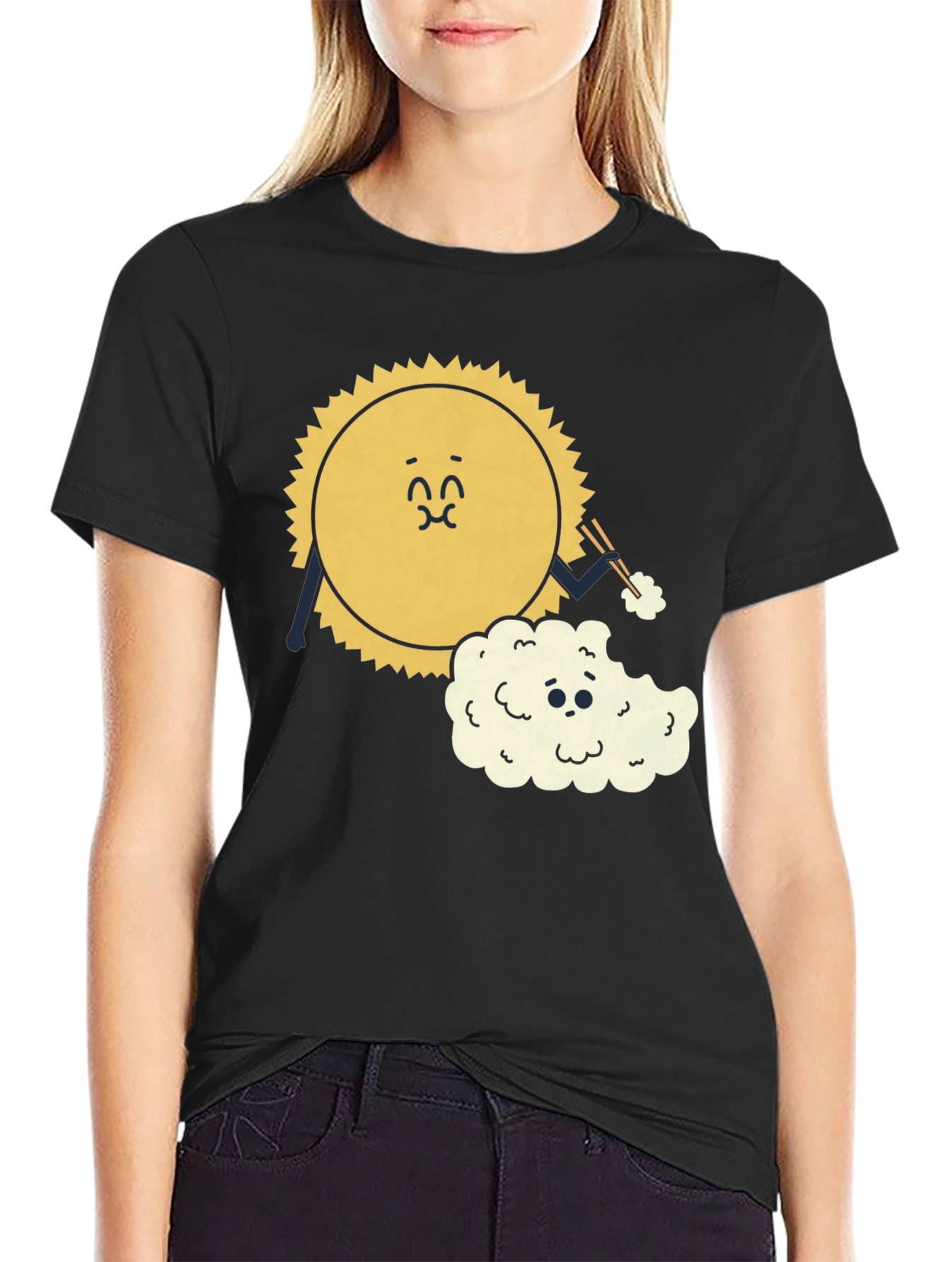 Sun Eating Cloud Graphic Tee - Black Cotton Blend
