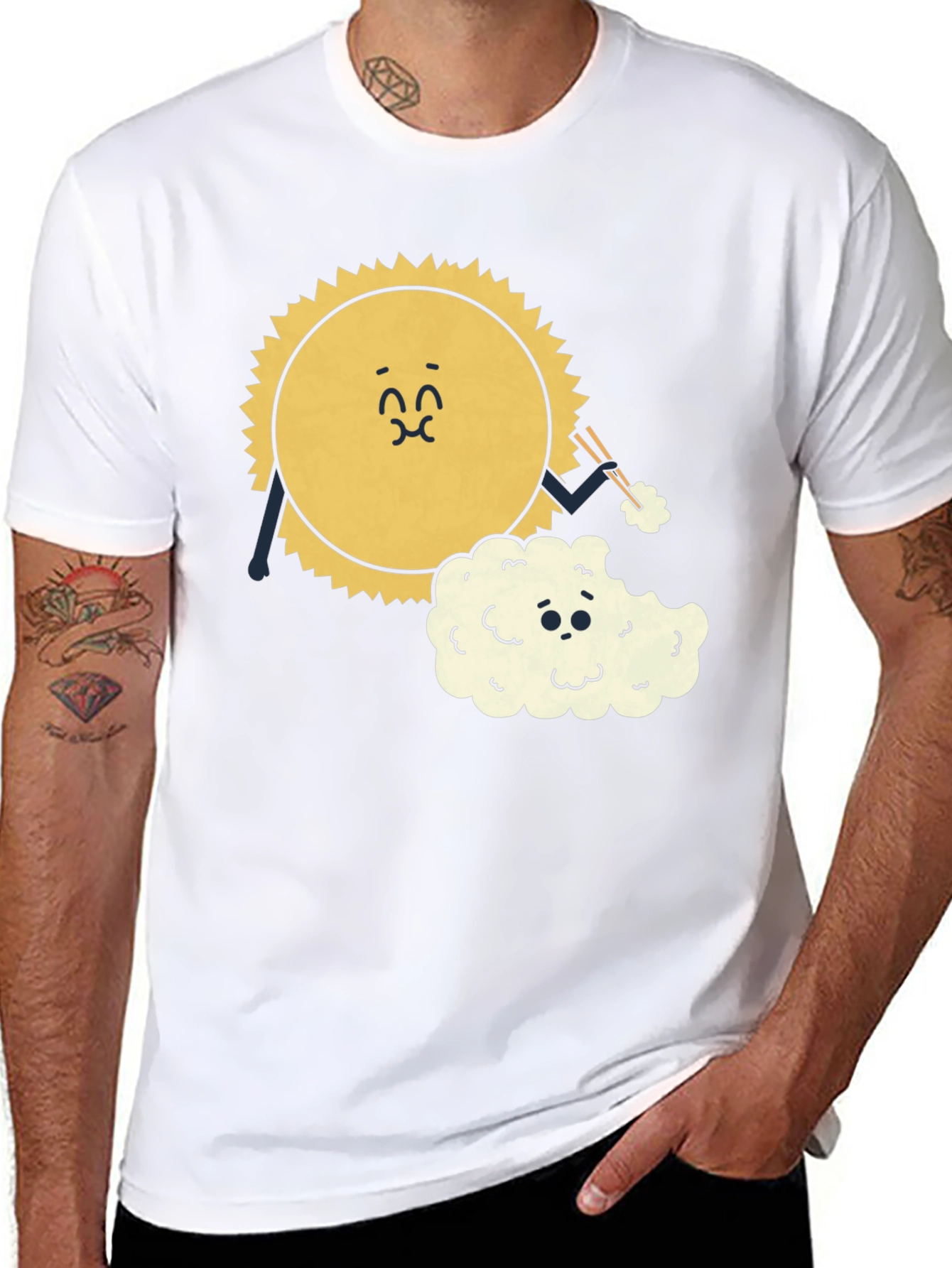 Sun Eating Cloud Graphic Tee - Black Cotton Blend