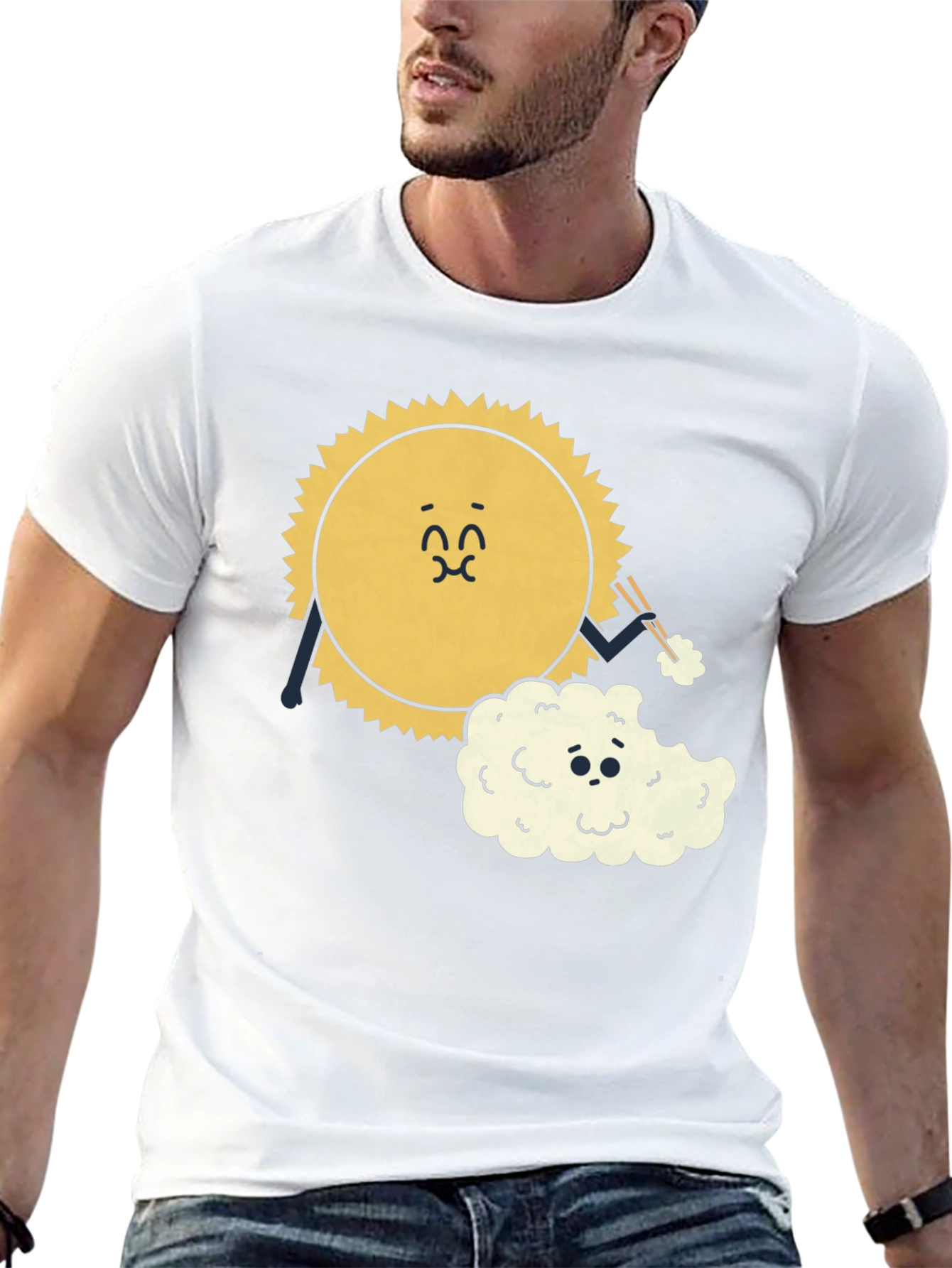 Sun Eating Cloud Graphic Tee - Black Cotton Blend