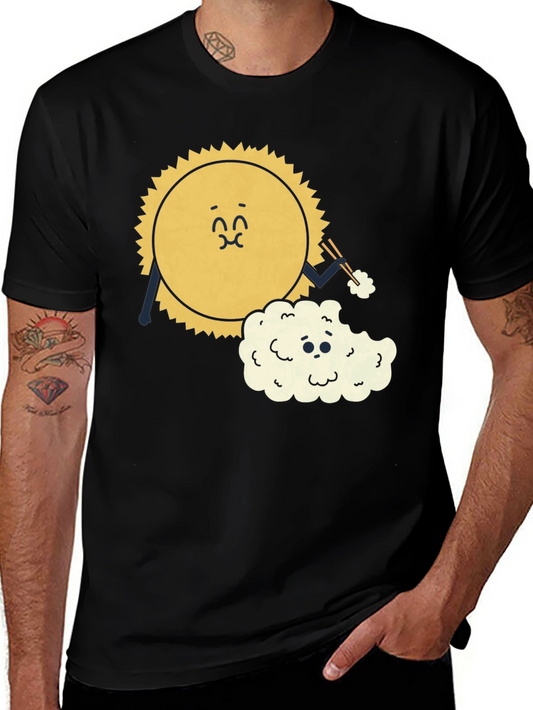 Sun Eating Cloud Graphic Tee - Black Cotton Blend