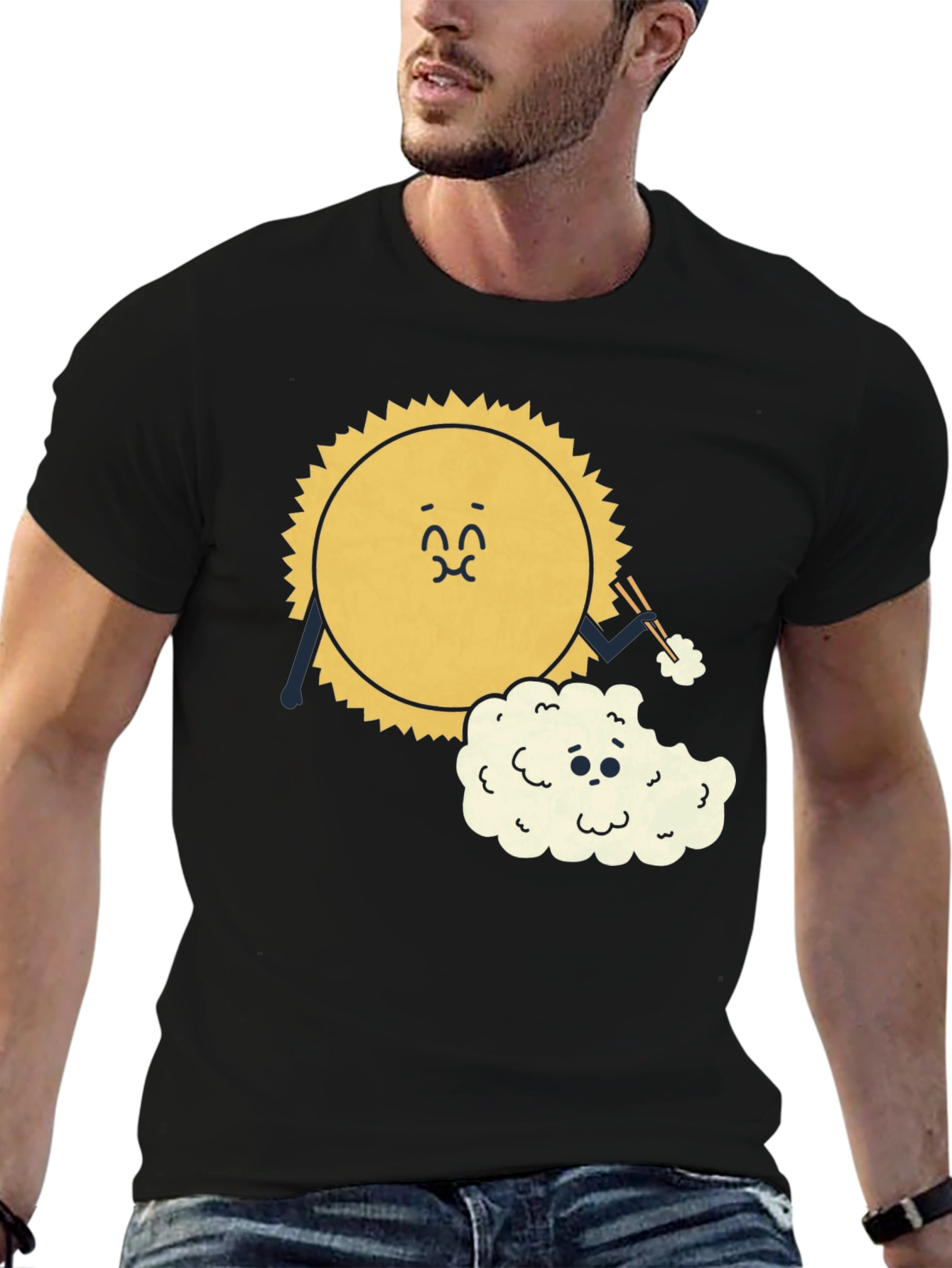 Sun Eating Cloud Graphic Tee - Black Cotton Blend