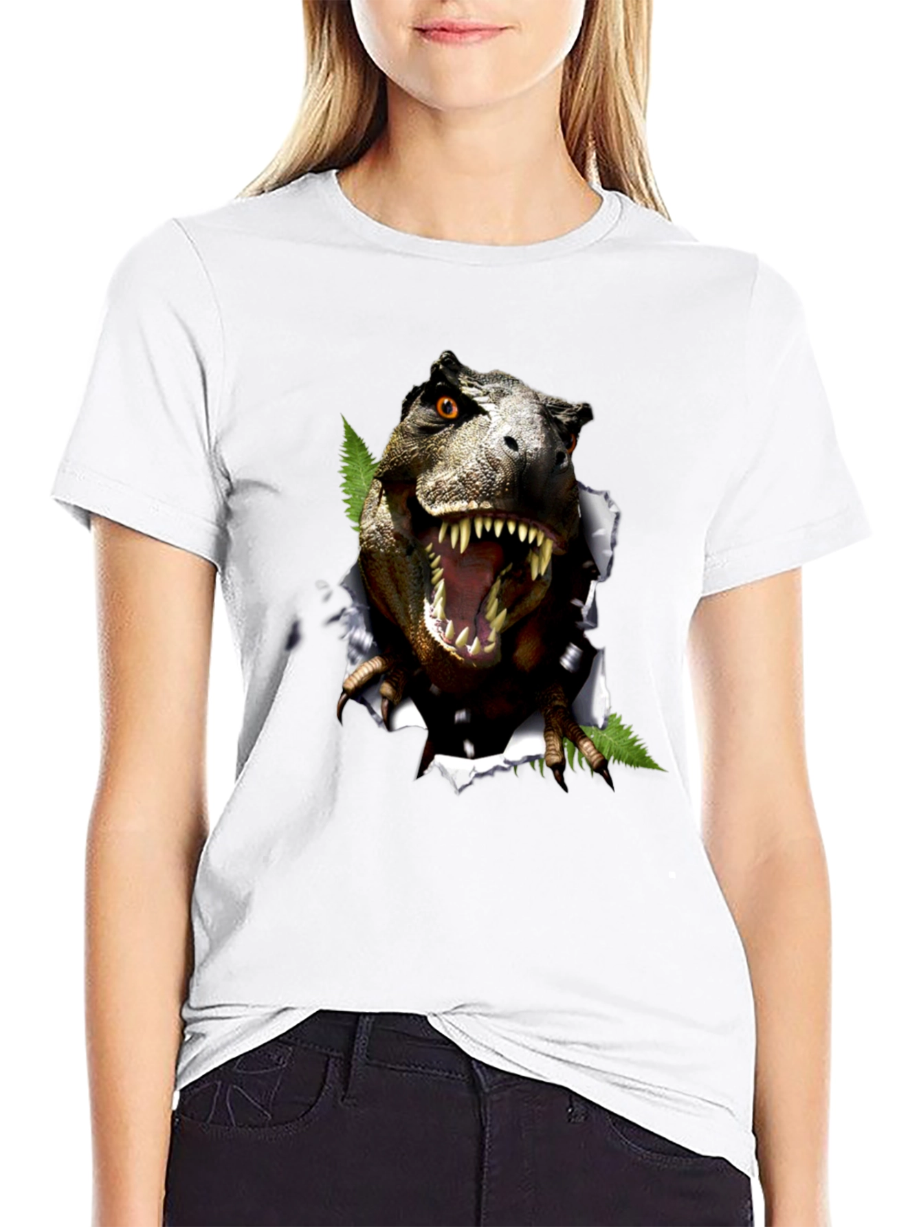 Dinosaur Graphic T-Shirt - Black Cotton Blend Tee